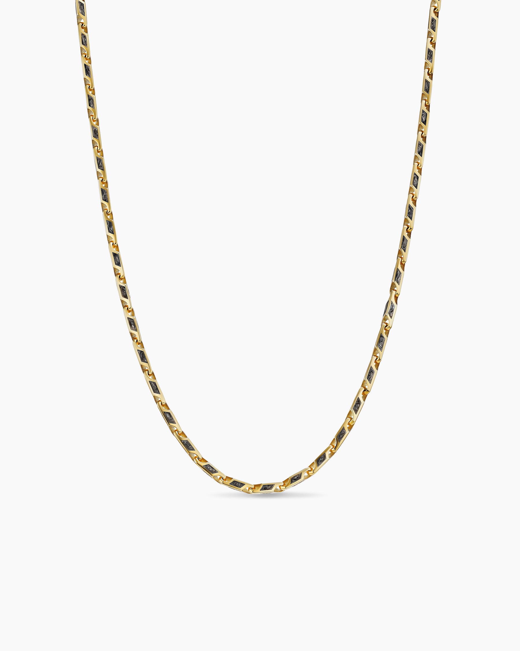 Streamline Faceted Chain Necklace in 18K Yellow Gold with Forged Carbon, 4.3mm