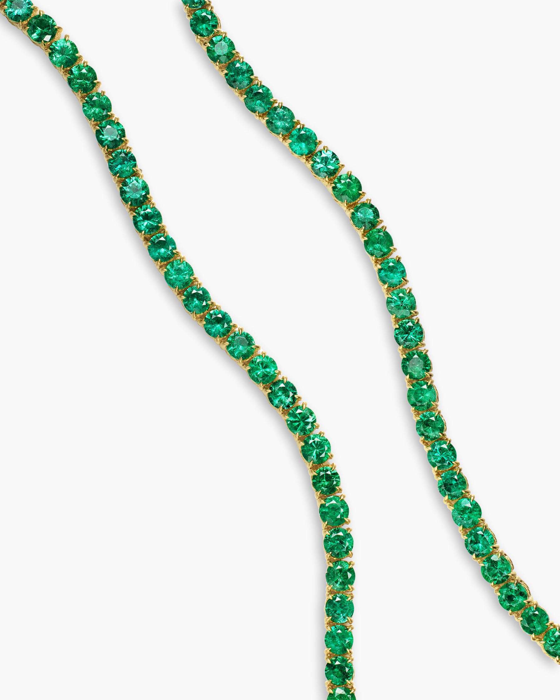 Alternative view of Tennis Necklace in 18K Yellow Gold with Emeralds, 3mm