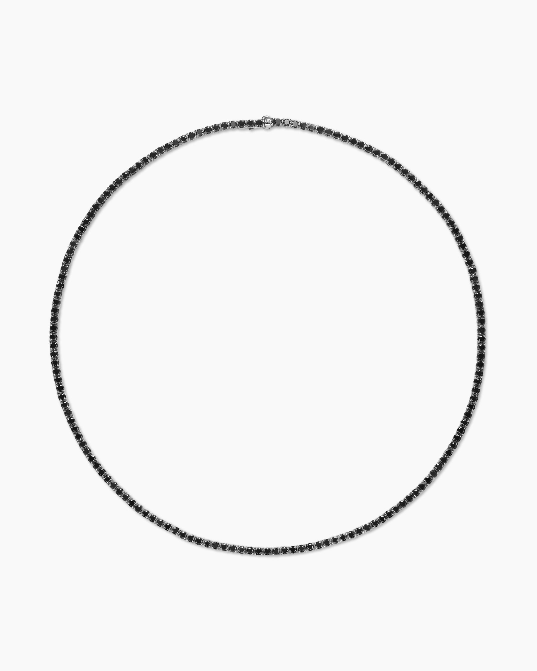 Tennis Necklace in 18K White Gold with Black Diamonds, 3mm - Image 4