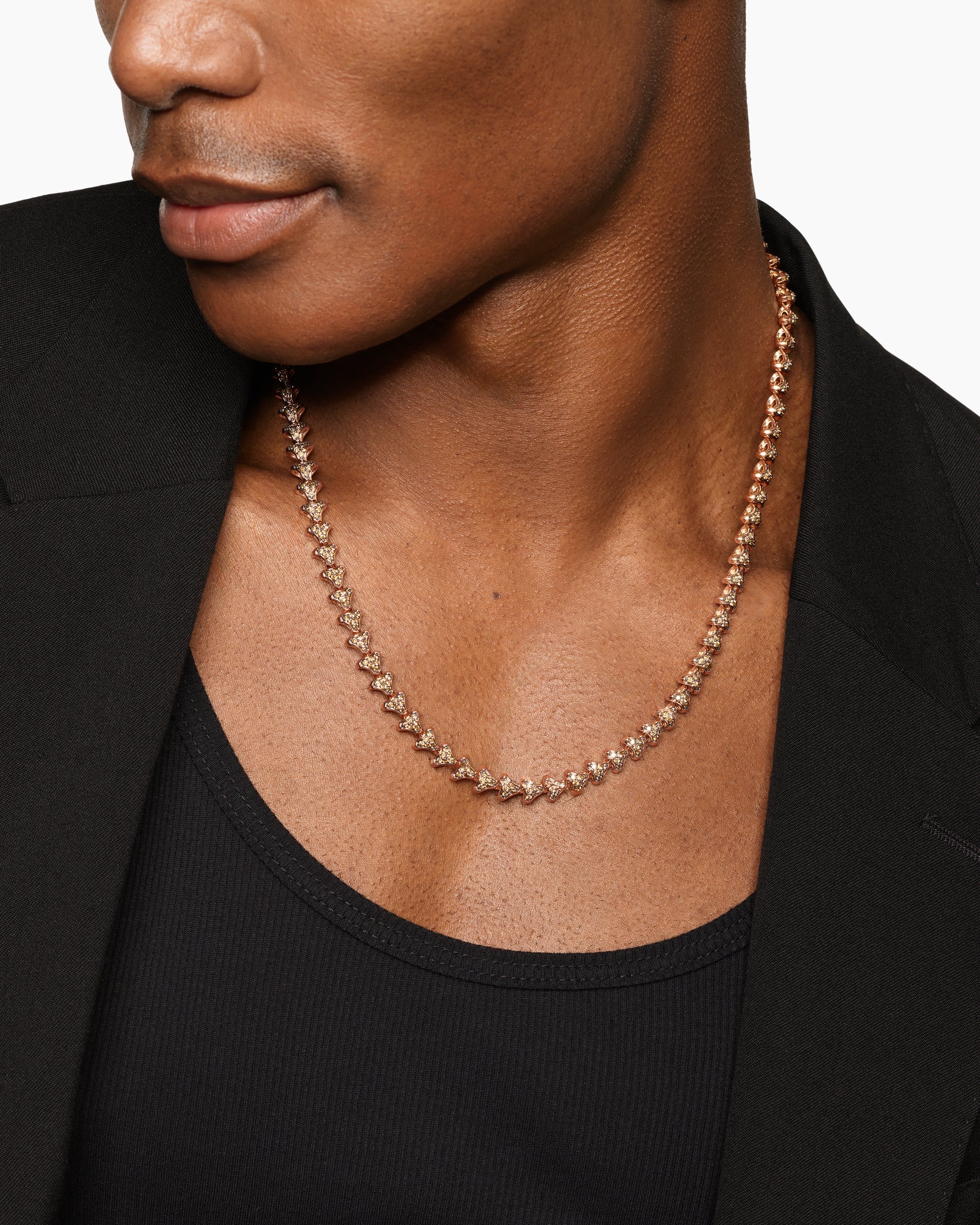 Alternative view of Armory Necklace in 18K Rose Gold with Cognac Diamonds, 7.5mm