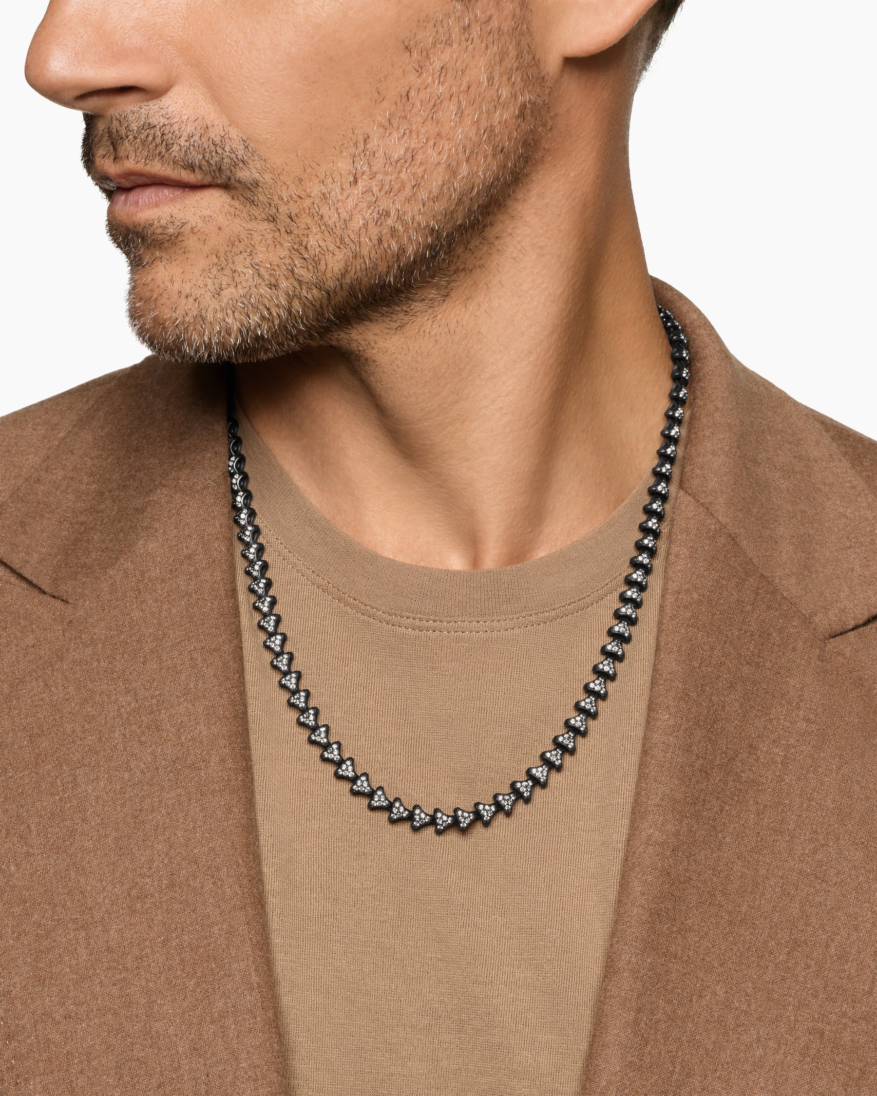 Alternative view of Armory Necklace in Black Titanium with Diamonds, 7.5mm