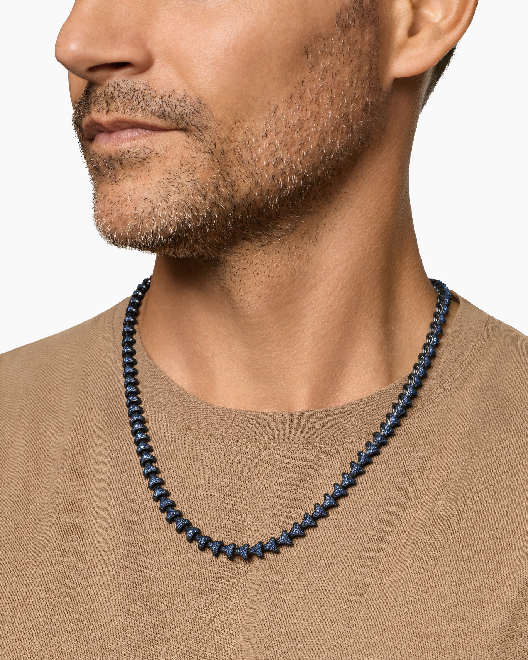 Alternative view of Armory Necklace in Black Titanium with Sapphires, 7.5mm