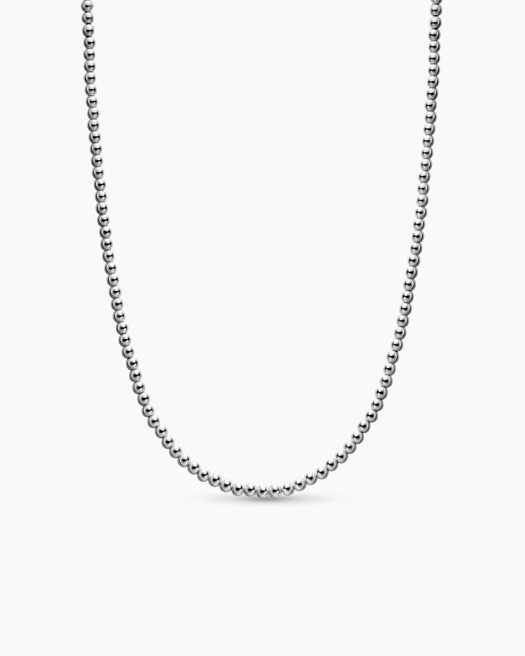Spiritual Beads Metal Bead Necklace in Sterling Silver, 4mm
