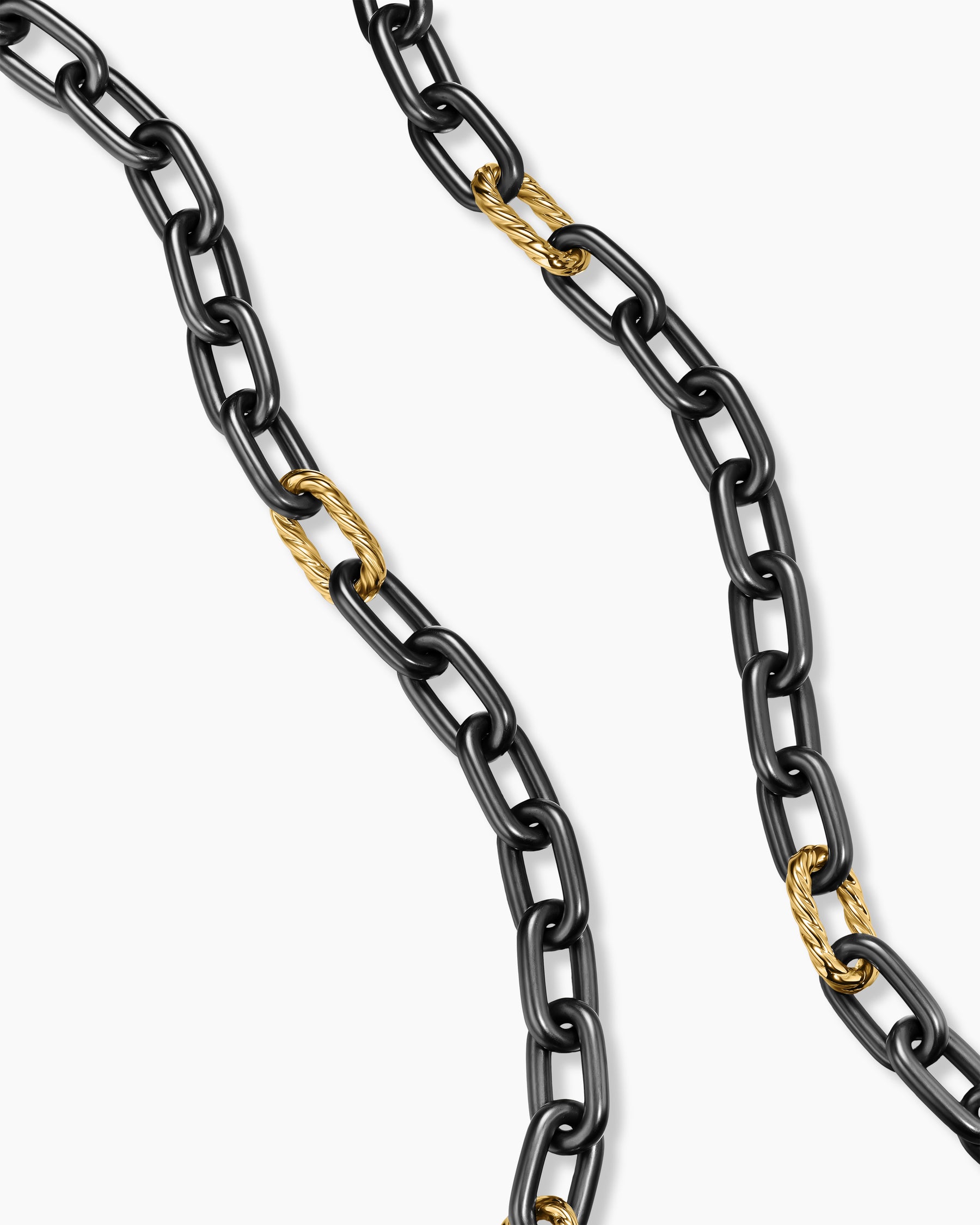 Alternative view of DY Madison Chain Necklace in Black Titanium with 18K Yellow Gold, 8.5mm
