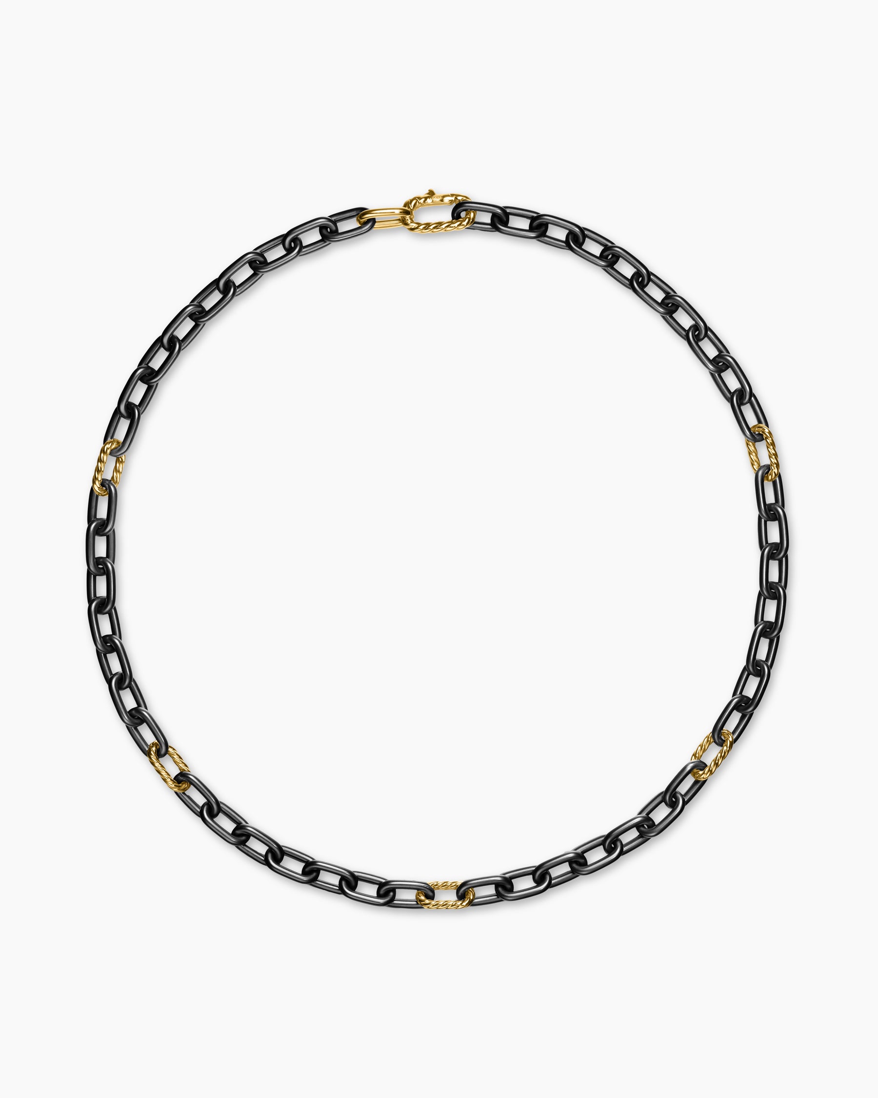 DY Madison Chain Necklace in Black Titanium with 18K Yellow Gold, 8.5mm - Image 3