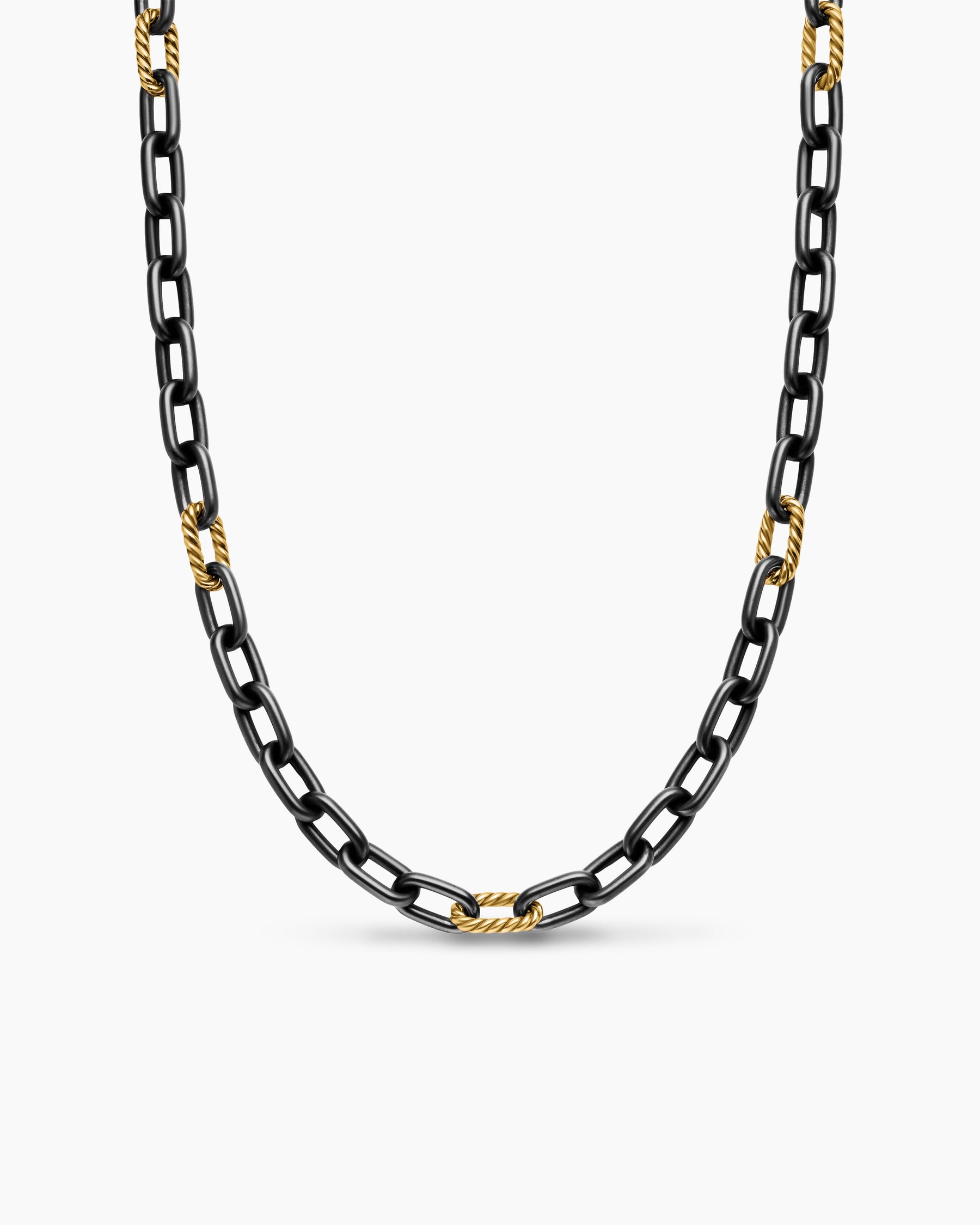 DY Madison Chain Necklace in Black Titanium with 18K Yellow Gold, 8.5mm