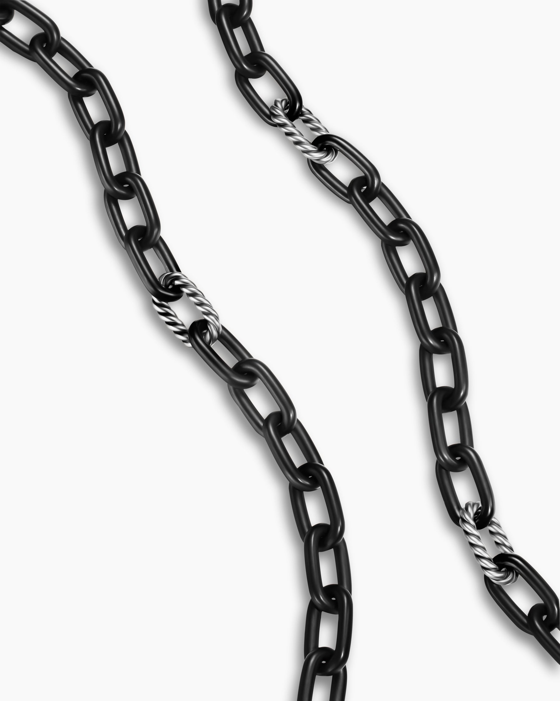 Alternative view of DY Madison Chain Necklace in Black Titanium with Sterling Silver, 8.5mm