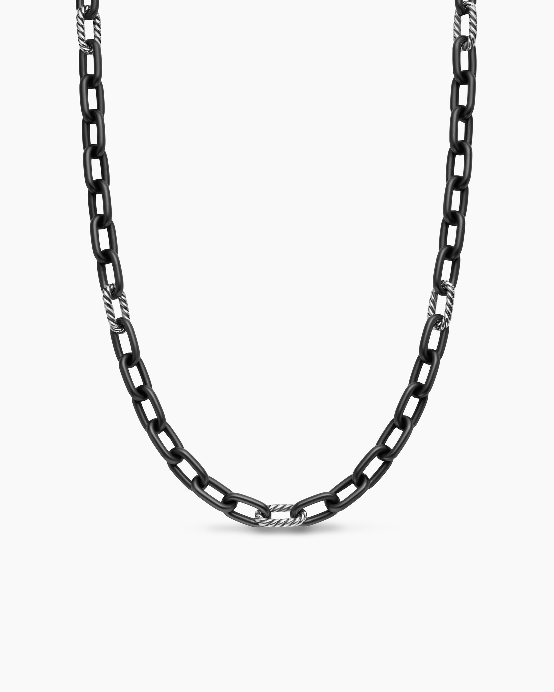 DY Madison Chain Necklace in Black Titanium with Sterling Silver, 8.5mm