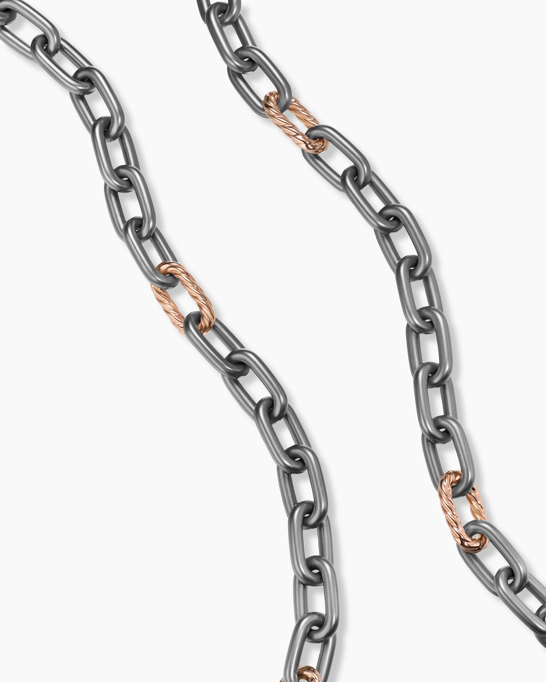 Alternative view of DY Madison Chain Necklace in Grey Titanium with 18K Rose Gold, 8.5mm