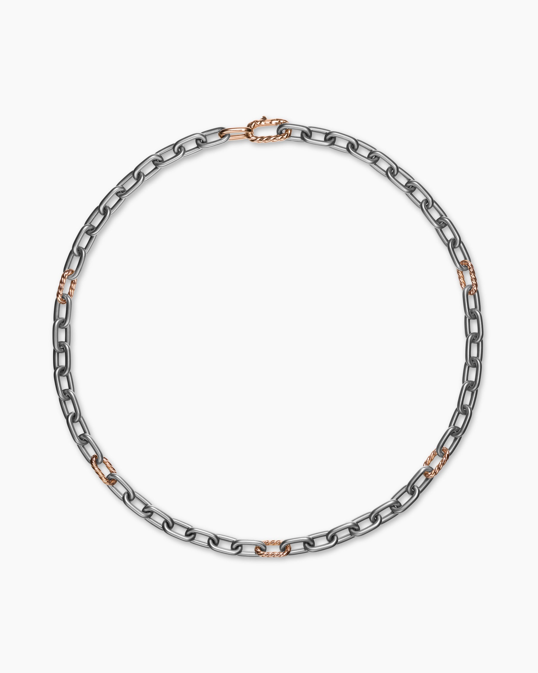 DY Madison Chain Necklace in Grey Titanium with 18K Rose Gold, 8.5mm - Image 3