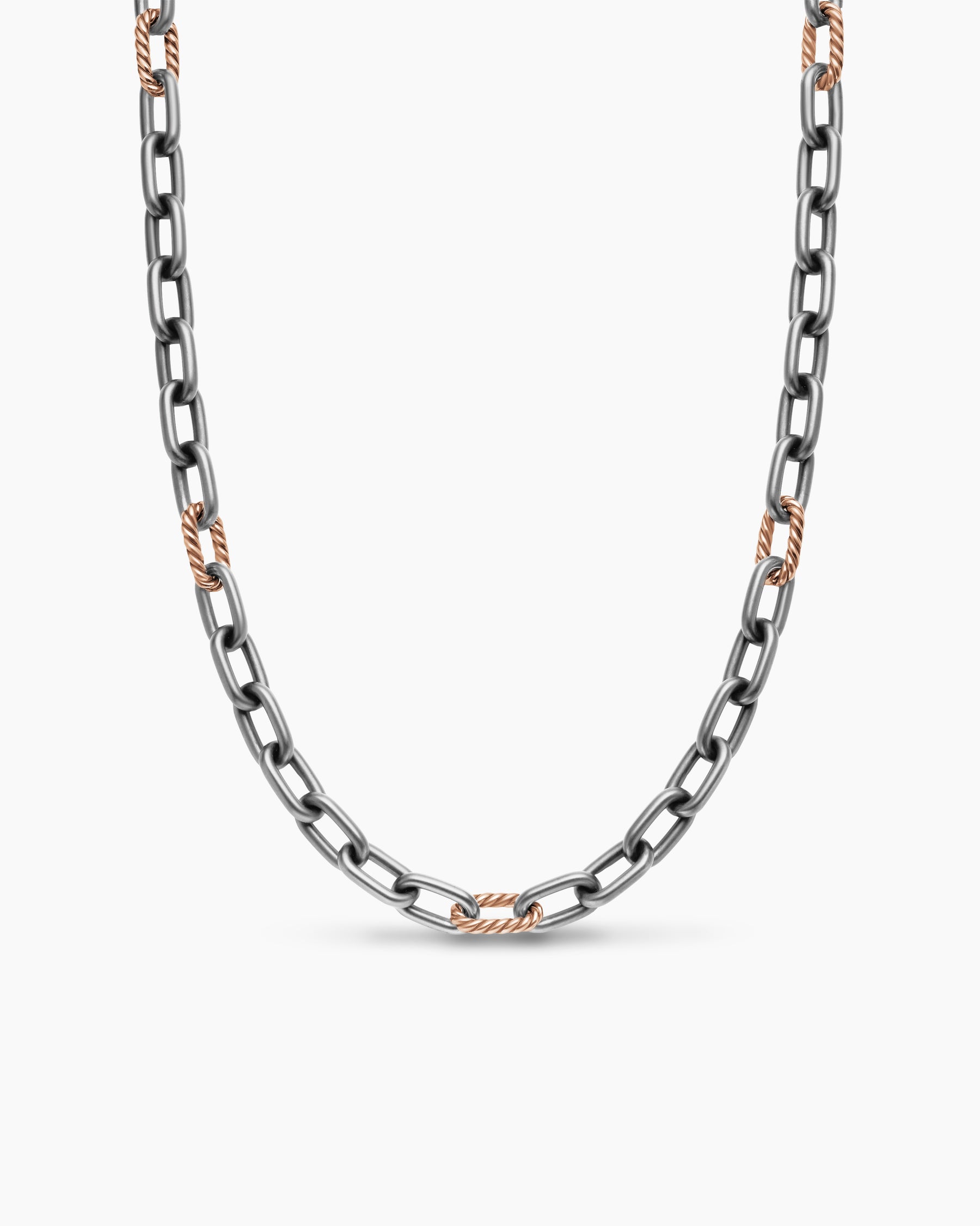 DY Madison Chain Necklace in Grey Titanium with 18K Rose Gold, 8.5mm