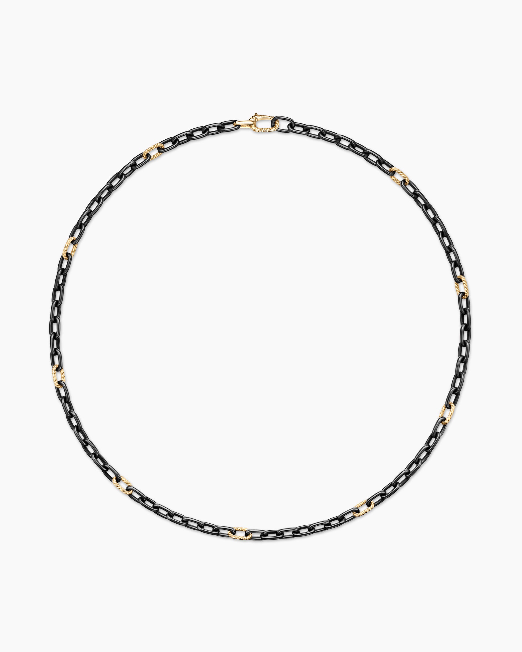 DY Madison Chain Necklace in Black Titanium with 18K Yellow Gold, 6mm - Image 3
