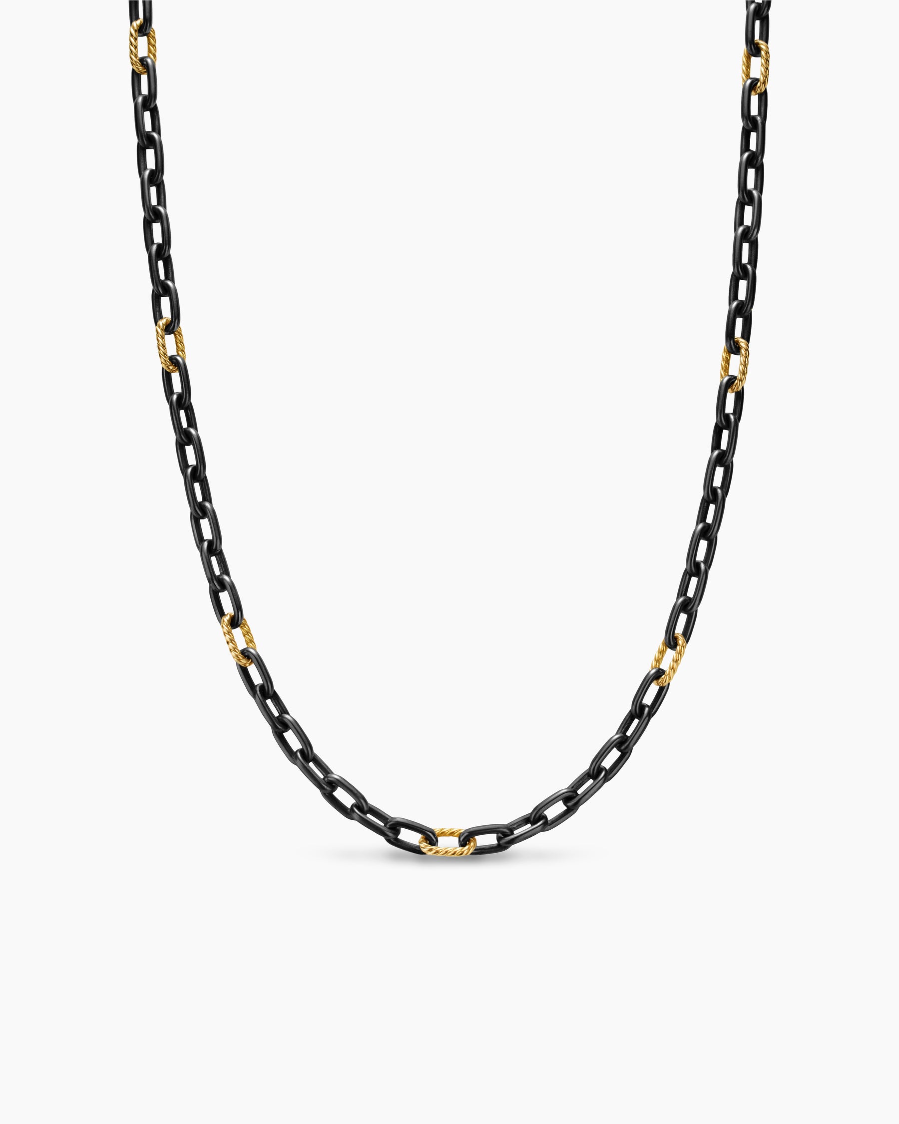 DY Madison Chain Necklace in Black Titanium with 18K Yellow Gold, 6mm