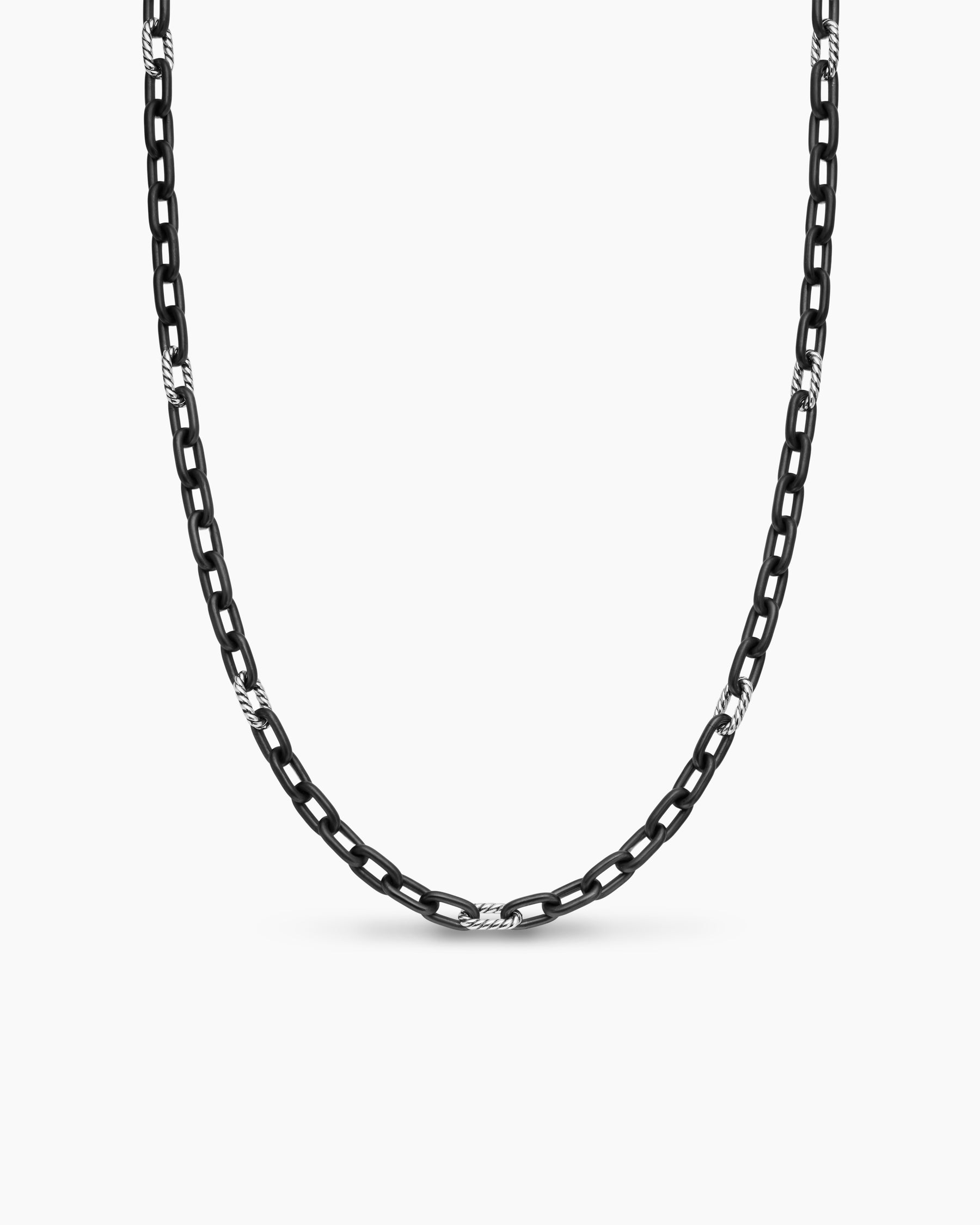 DY Madison Chain Necklace in Black Titanium with Sterling Silver, 6mm
