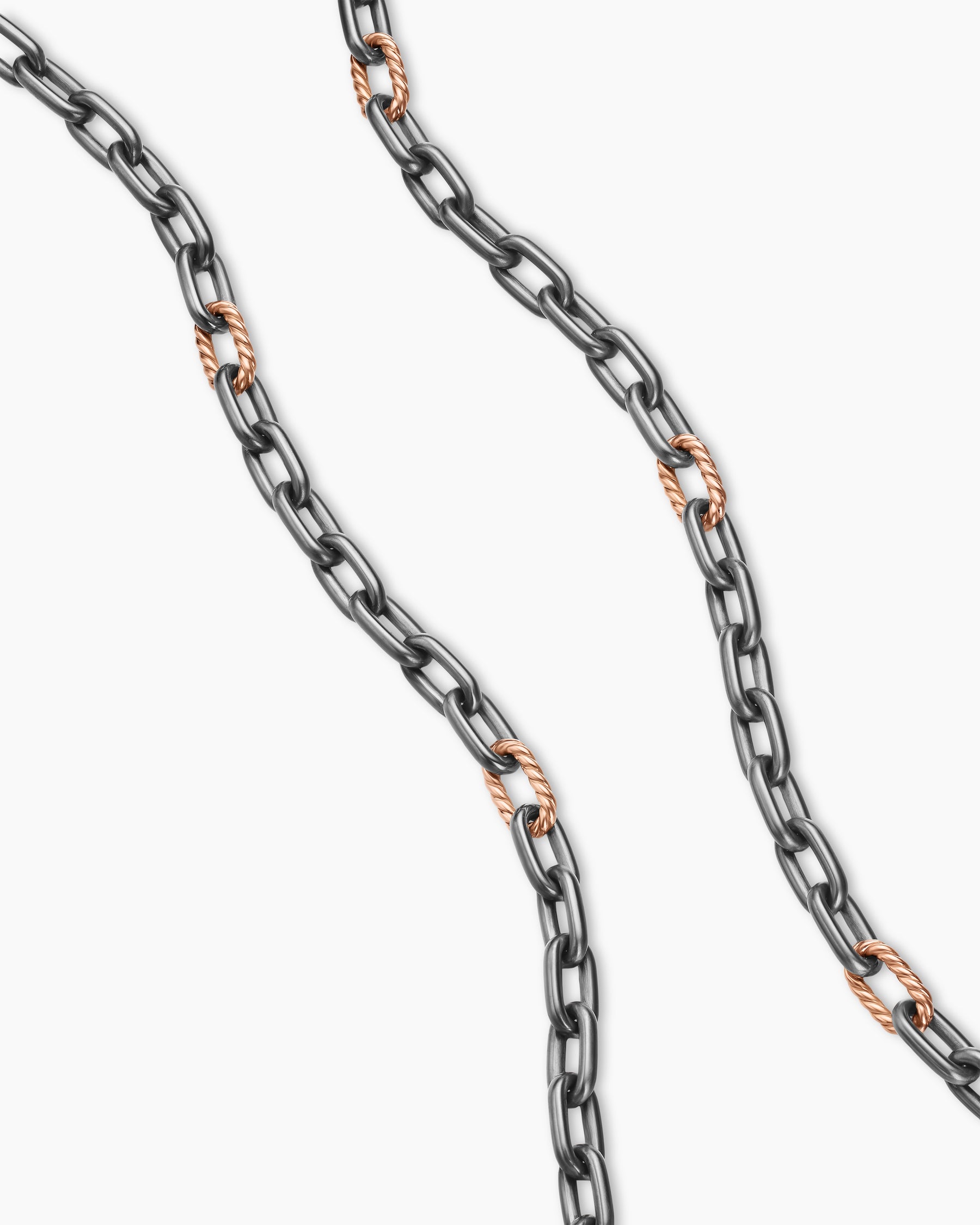 Alternative view of DY Madison Chain Necklace in Grey Titanium with 18K Rose Gold, 6mm