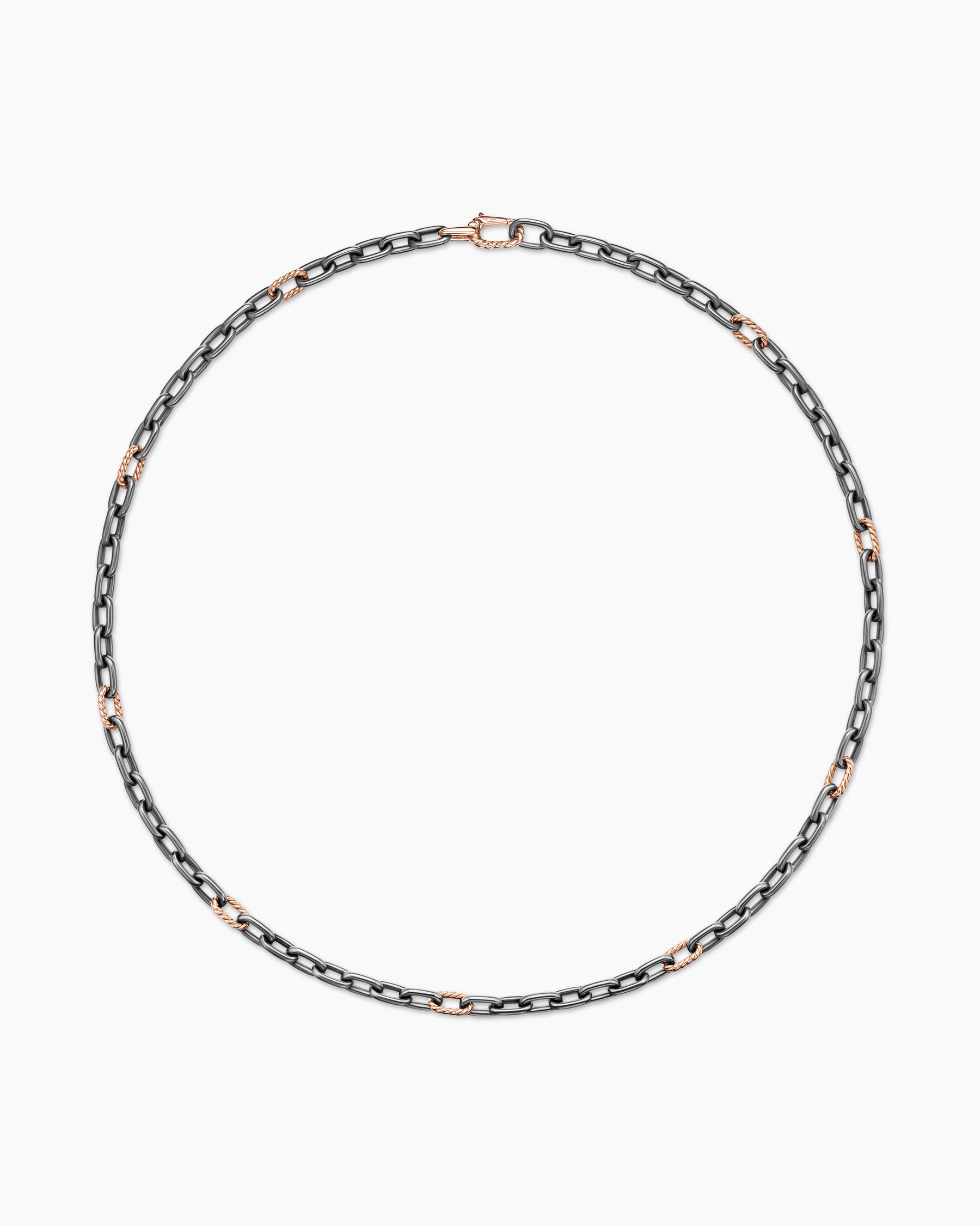 DY Madison Chain Necklace in Grey Titanium with 18K Rose Gold, 6mm - Image 3