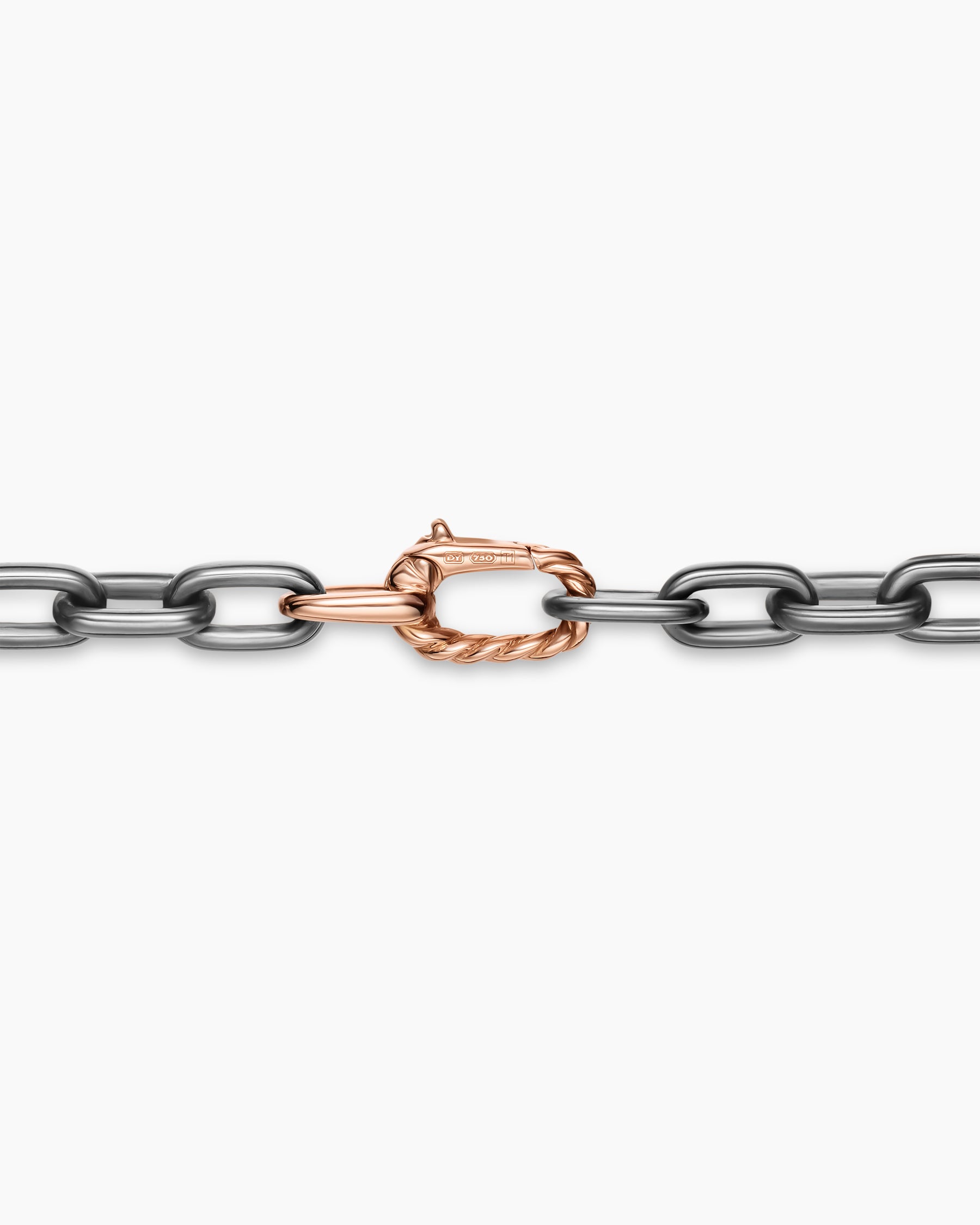DY Madison Chain Necklace in Grey Titanium with 18K Rose Gold, 6mm - Image 4