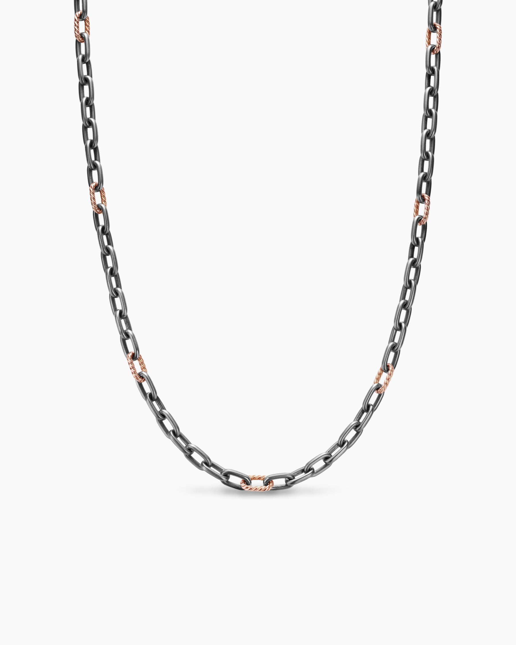 DY Madison Chain Necklace in Grey Titanium with 18K Rose Gold, 6mm