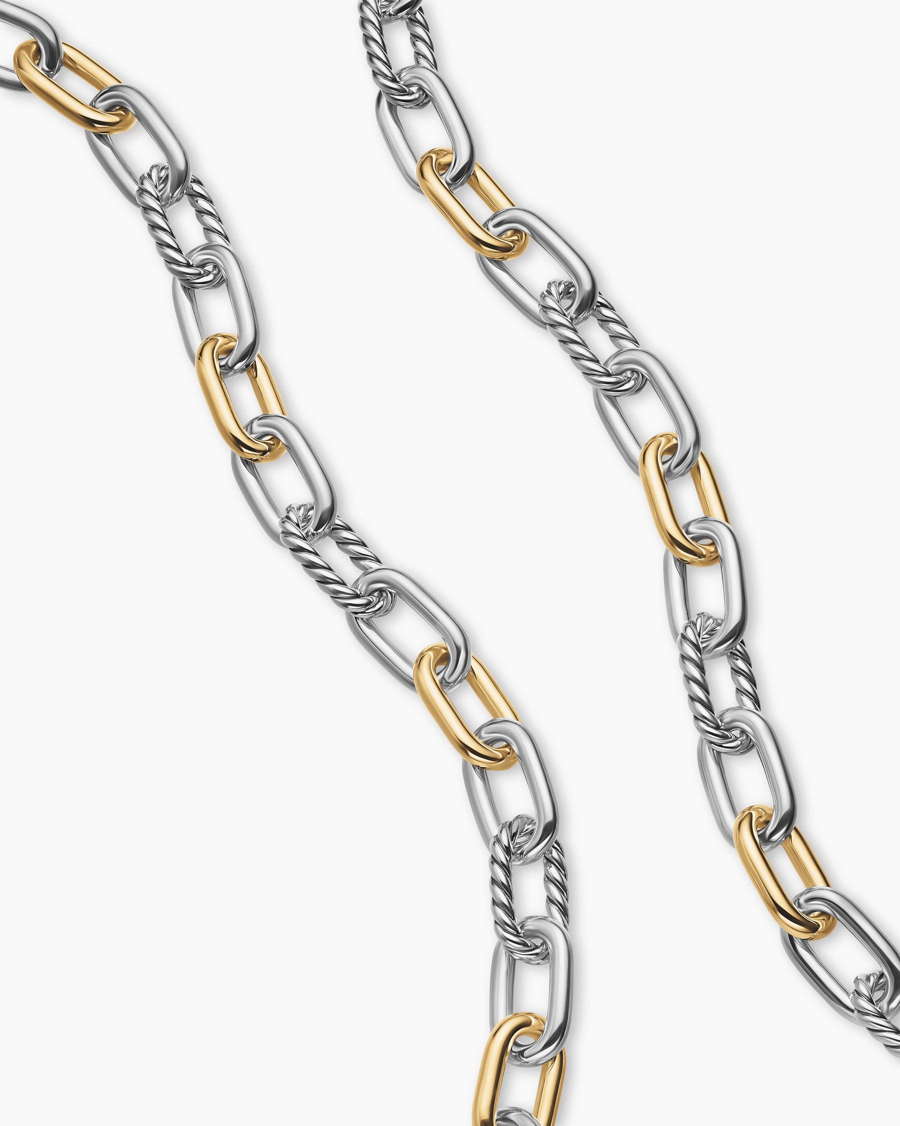 Alternative view of DY Madison Chain Necklace in Sterling Silver with 18K Yellow Gold, 8.5mm