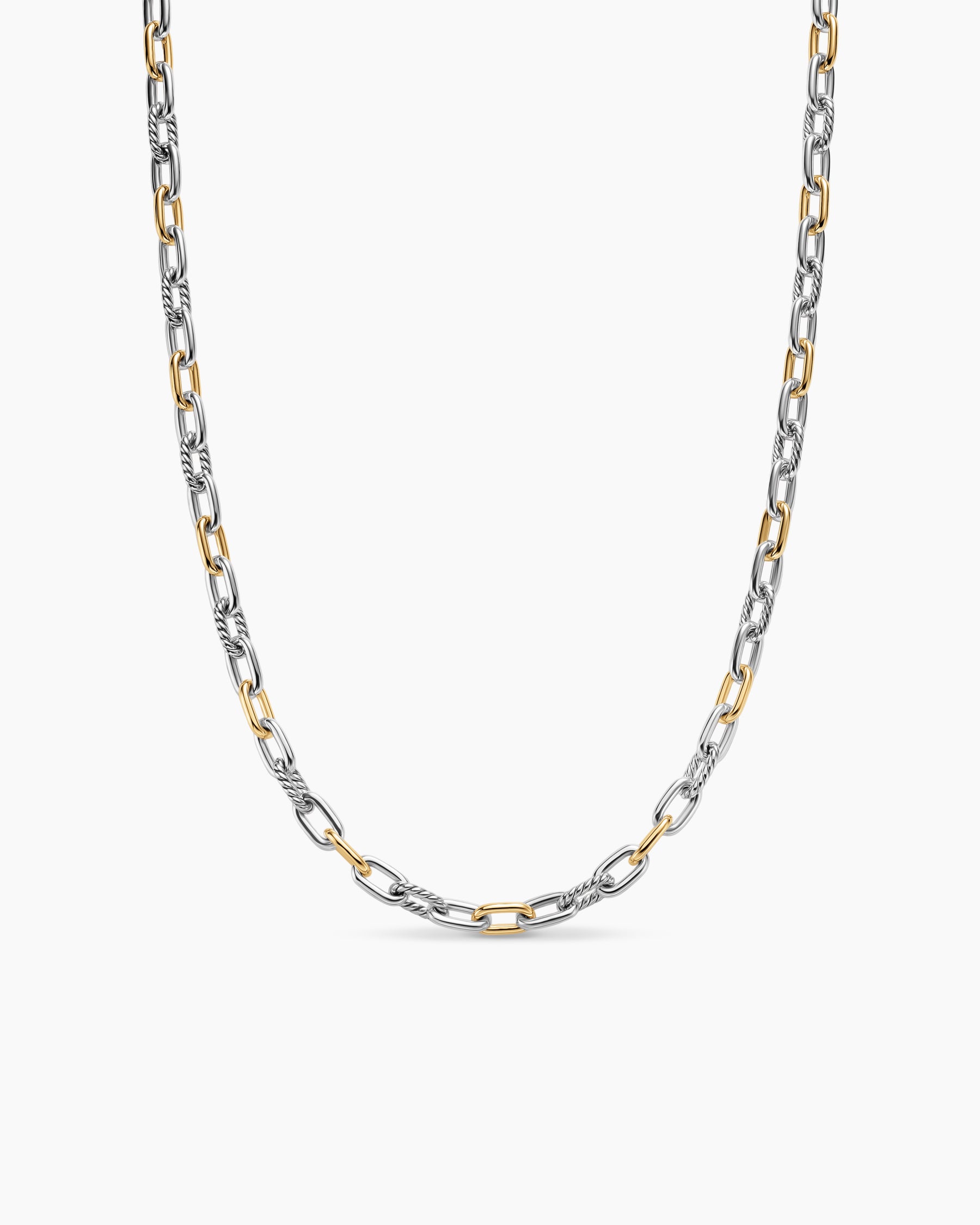 DY Madison Chain Necklace in Sterling Silver with 18K Yellow Gold, 6mm
