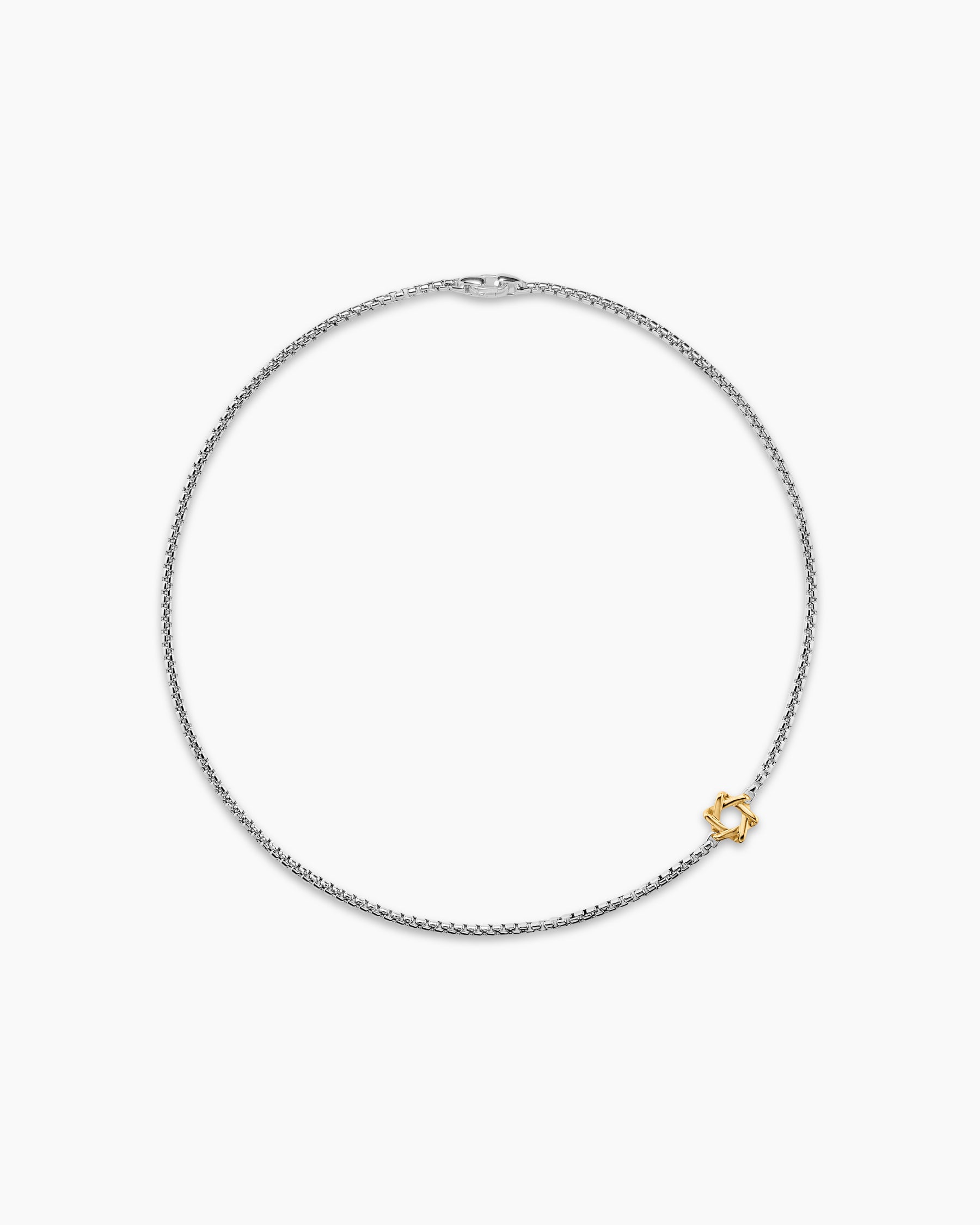 Star of David Station Necklace in Sterling Silver with 14K Yellow Gold, 3.6mm - Image 3