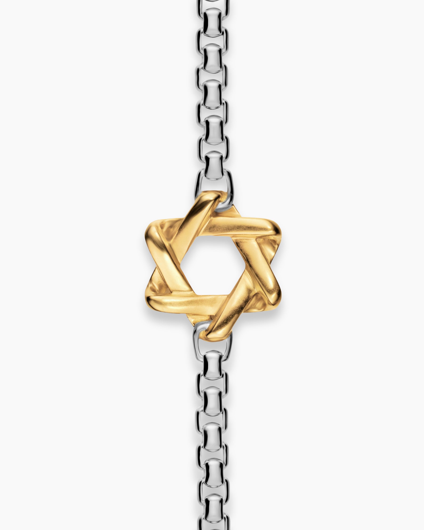 Star of David Station Necklace in Sterling Silver with 14K Yellow Gold, 3.6mm - Image 4
