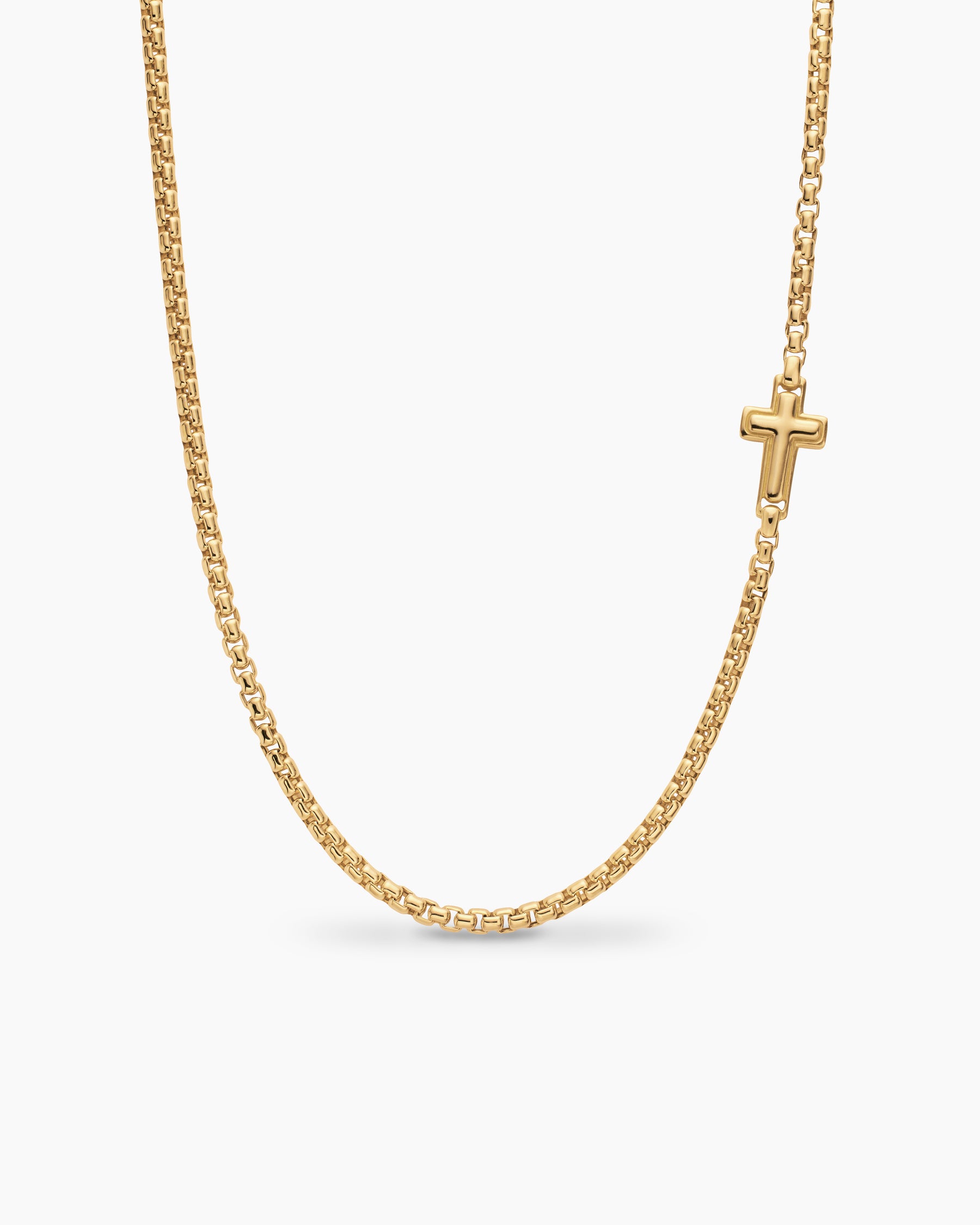 Cross Station Necklace in 18K Yellow Gold, 3.4mm