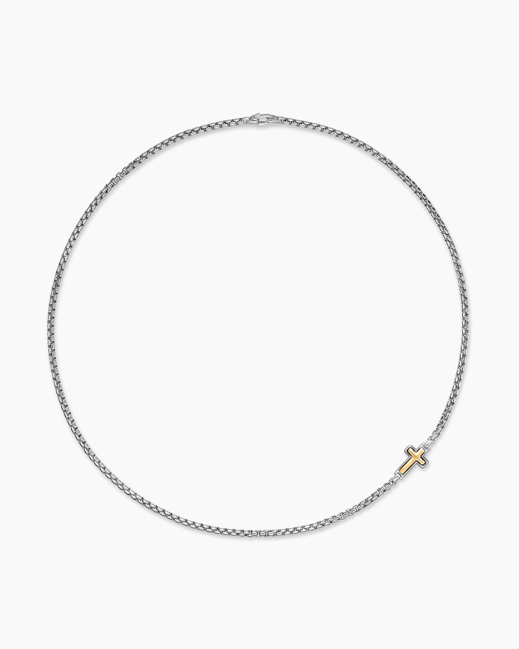 Cross Station Necklace in Sterling Silver with 14K Yellow Gold, 3.6mm - Image 3