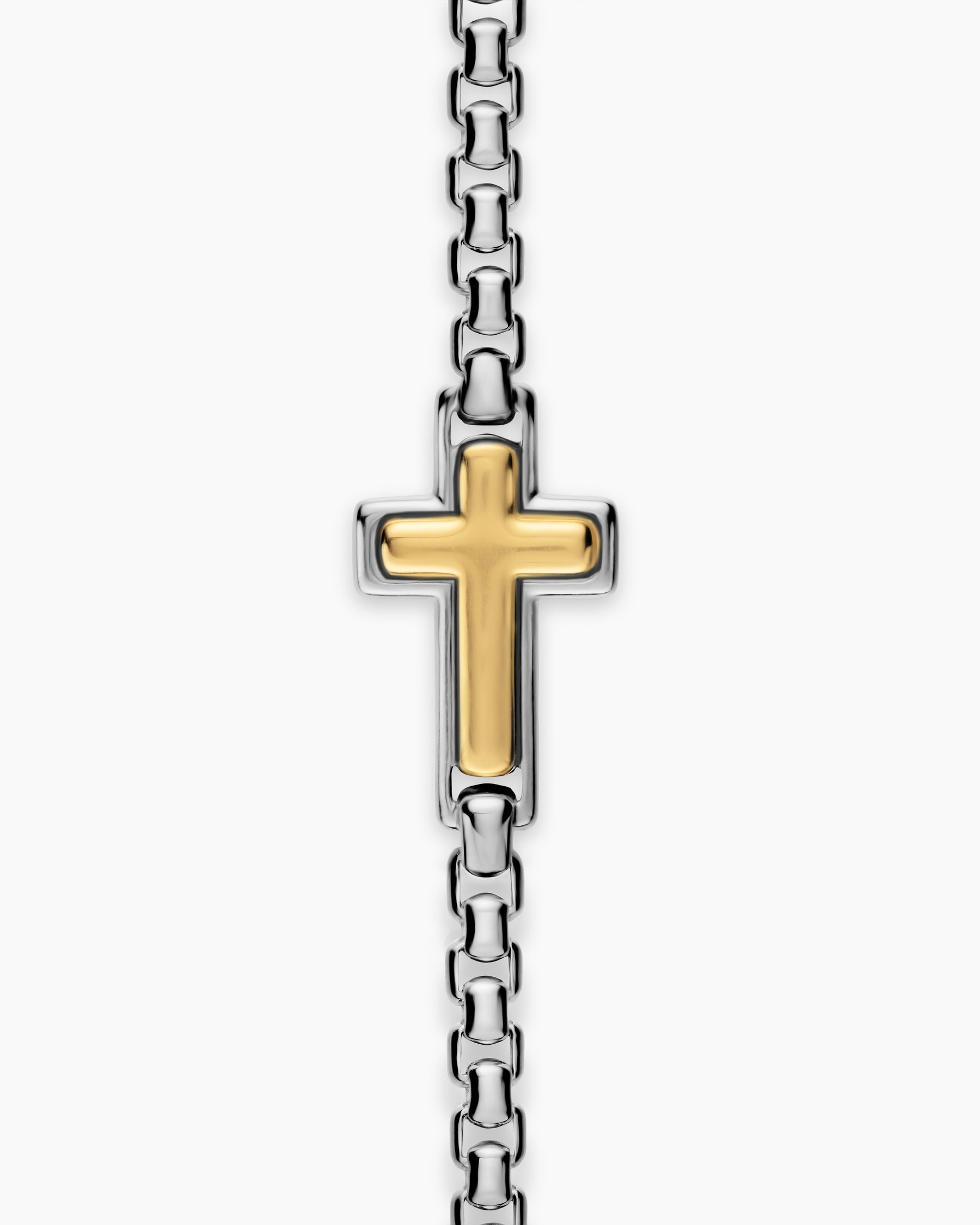 Cross Station Necklace in Sterling Silver with 14K Yellow Gold, 3.6mm - Image 4