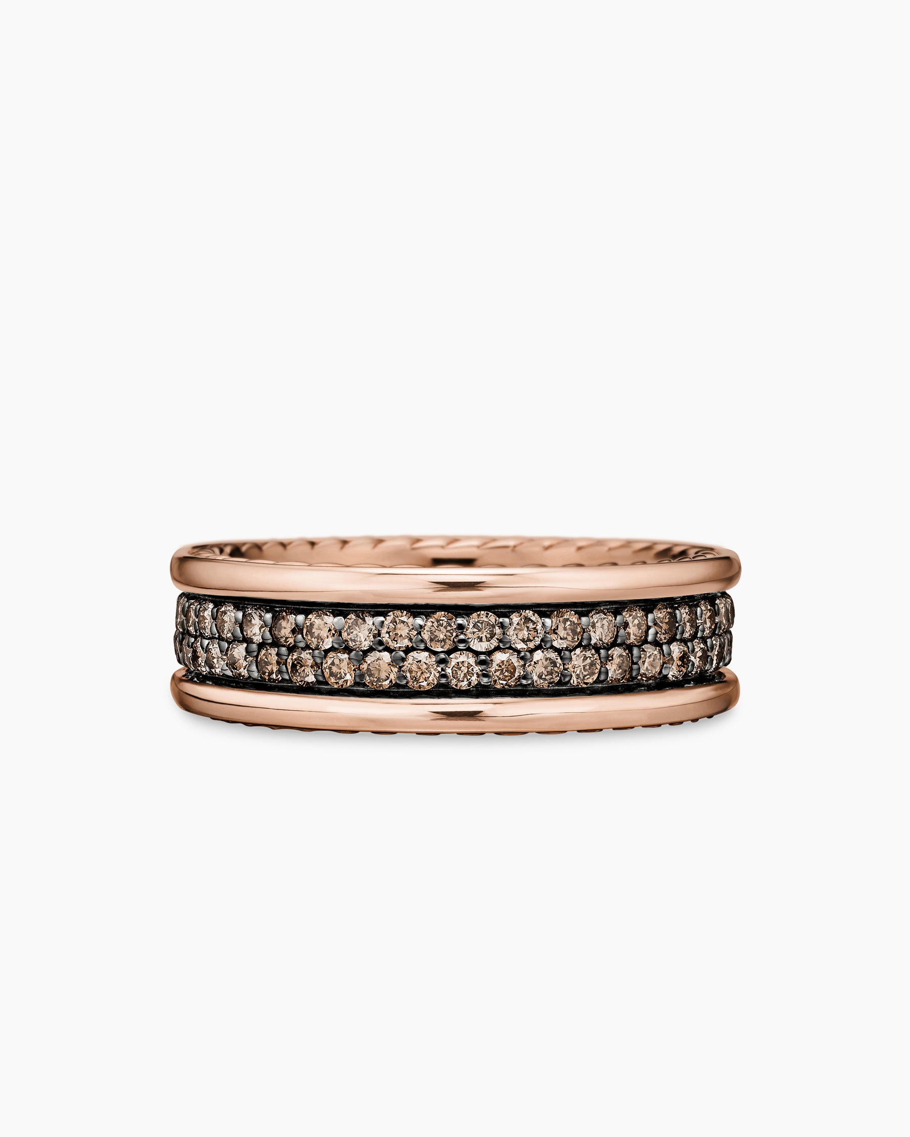 Streamline Two Row Band Ring in 18K Rose Gold with Cognac Diamonds, 6.5mm