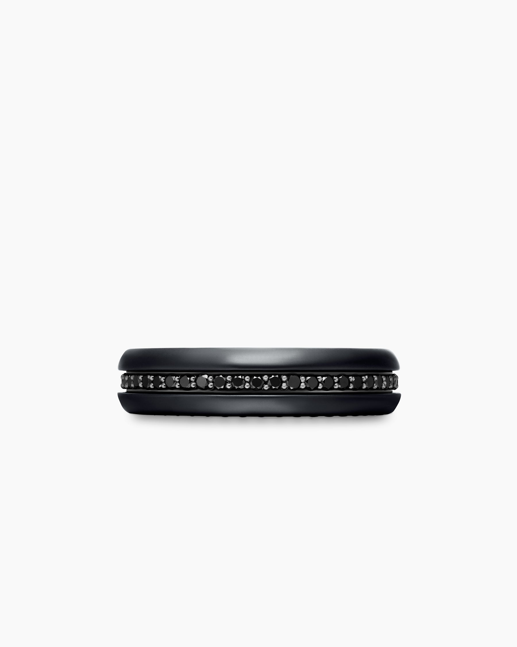Streamline Band Ring in Black Titanium with Black Diamonds, 6mm - Image 4
