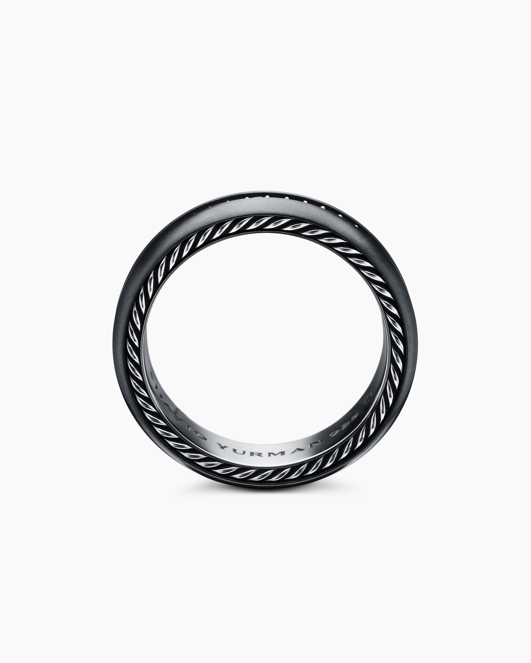 Streamline Band Ring in Black Titanium with Black Diamonds, 6mm - Image 5