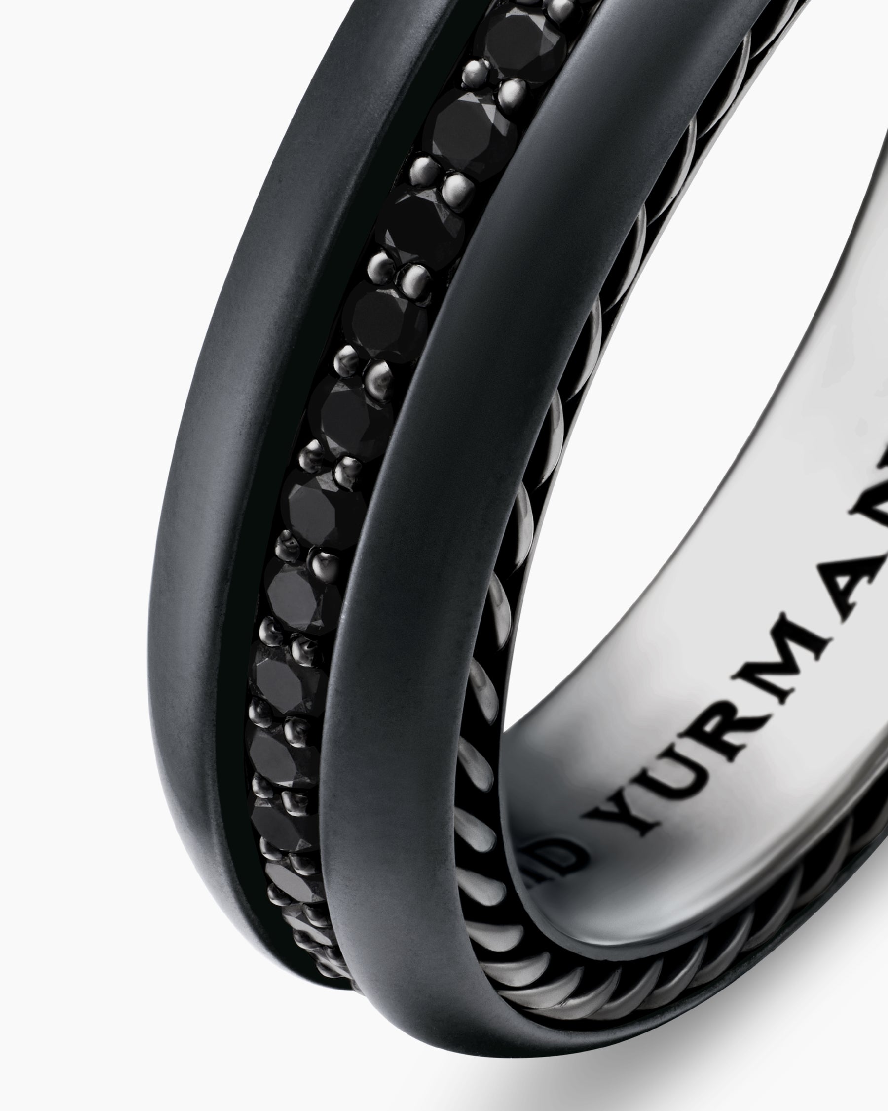 Streamline Band Ring in Black Titanium with Black Diamonds, 6mm - Image 6