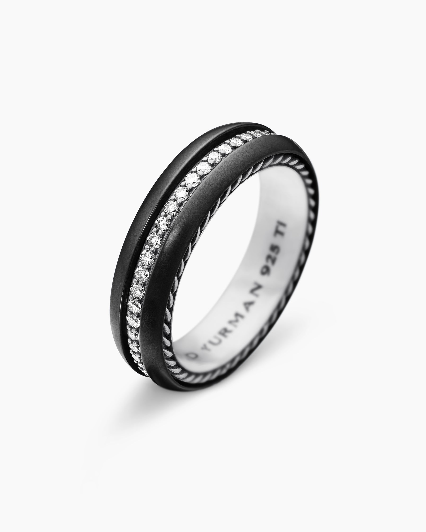 Streamline Band Ring in Black Titanium with Diamonds, 6mm - Image 3
