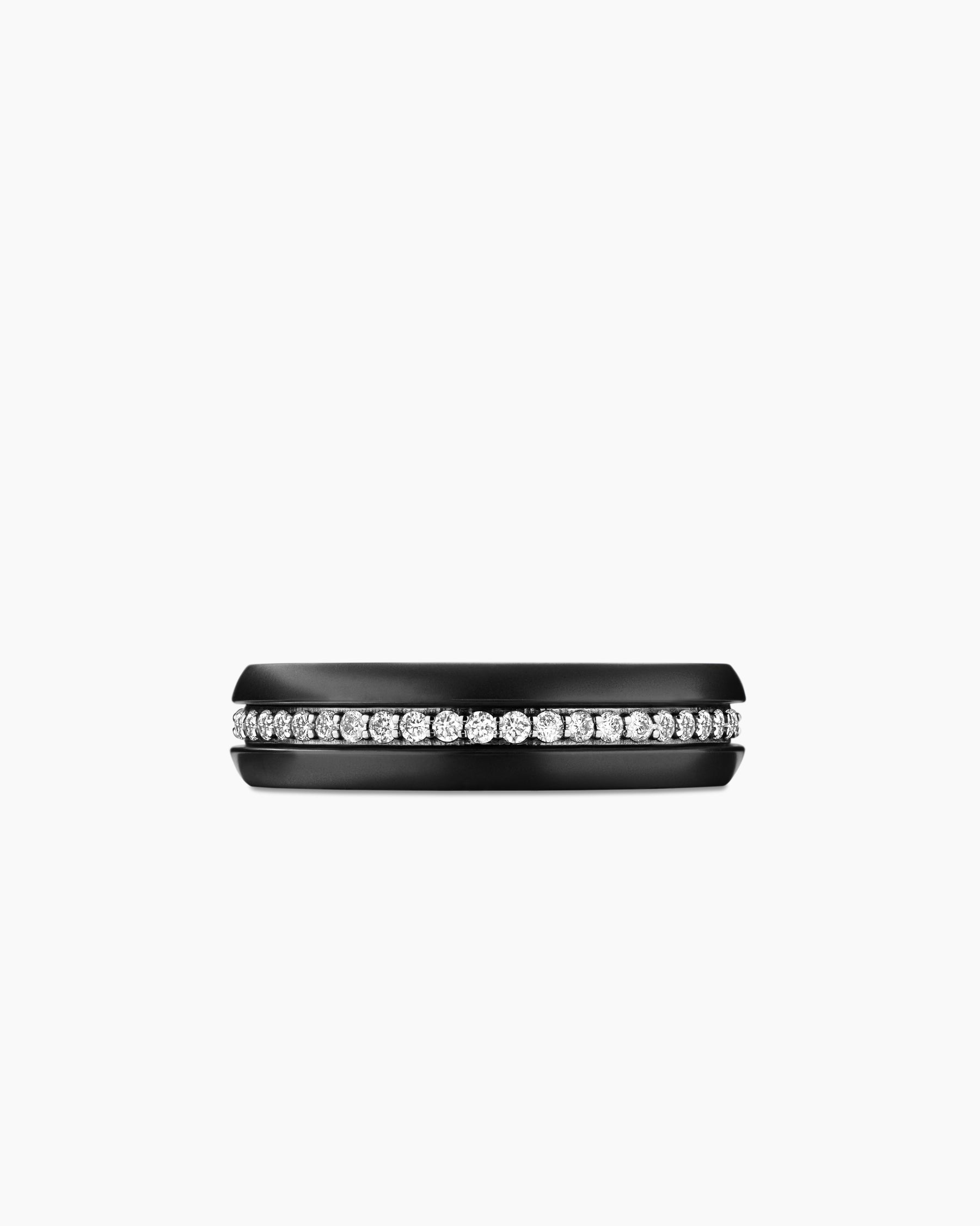 Streamline Band Ring in Black Titanium with Diamonds, 6mm - Image 4