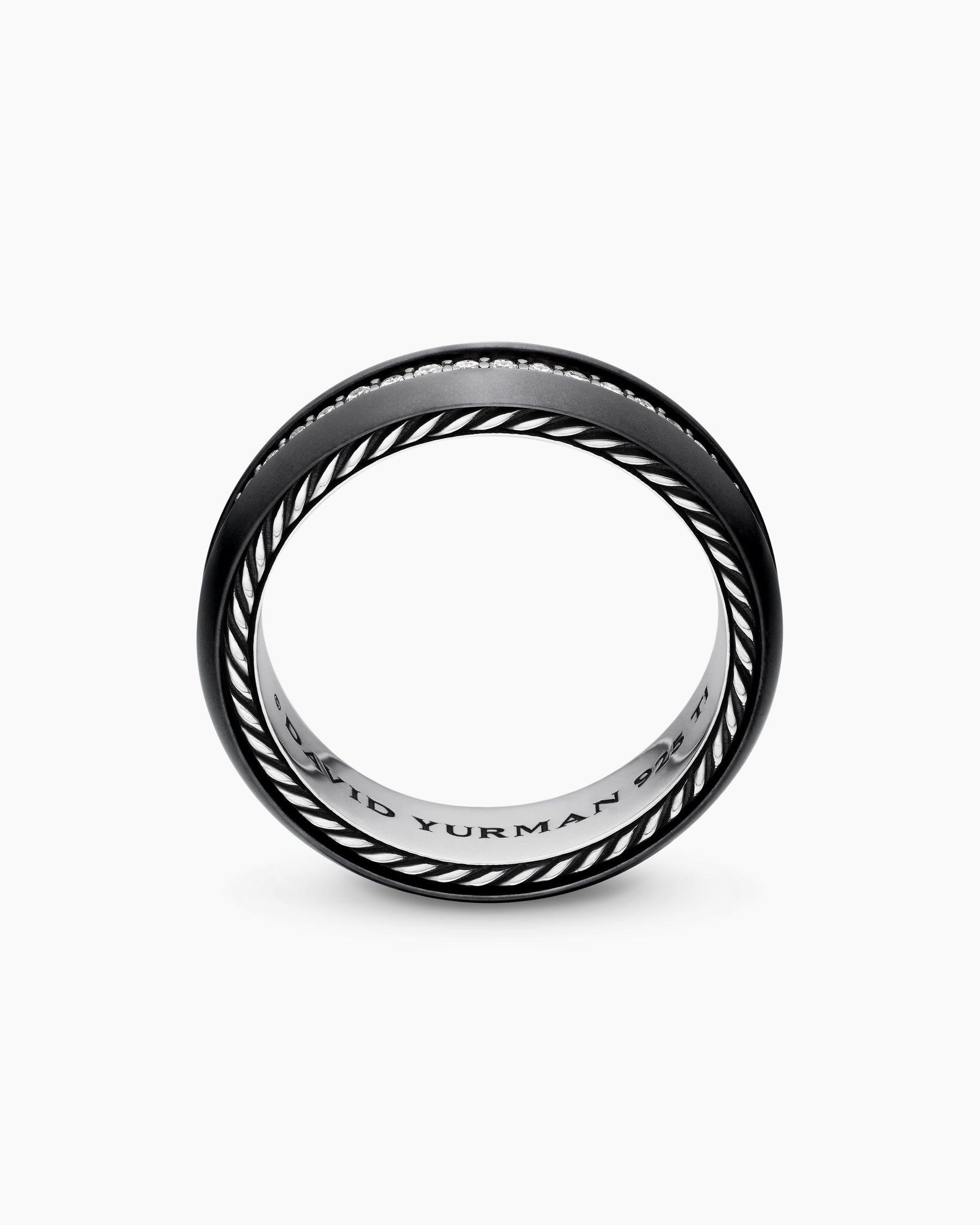Streamline Band Ring in Black Titanium with Diamonds, 6mm - Image 5