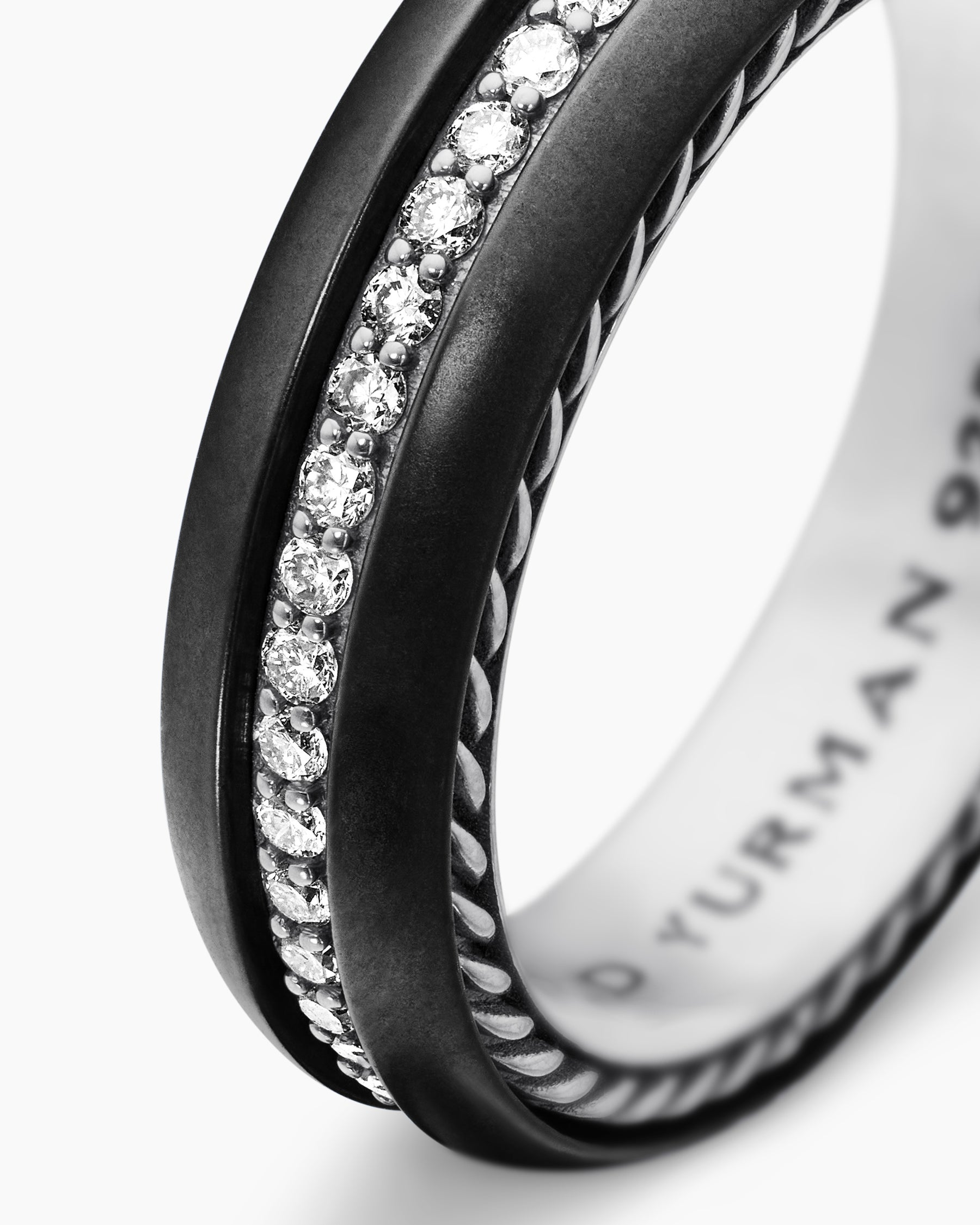 Streamline Band Ring in Black Titanium with Diamonds, 6mm - Image 6