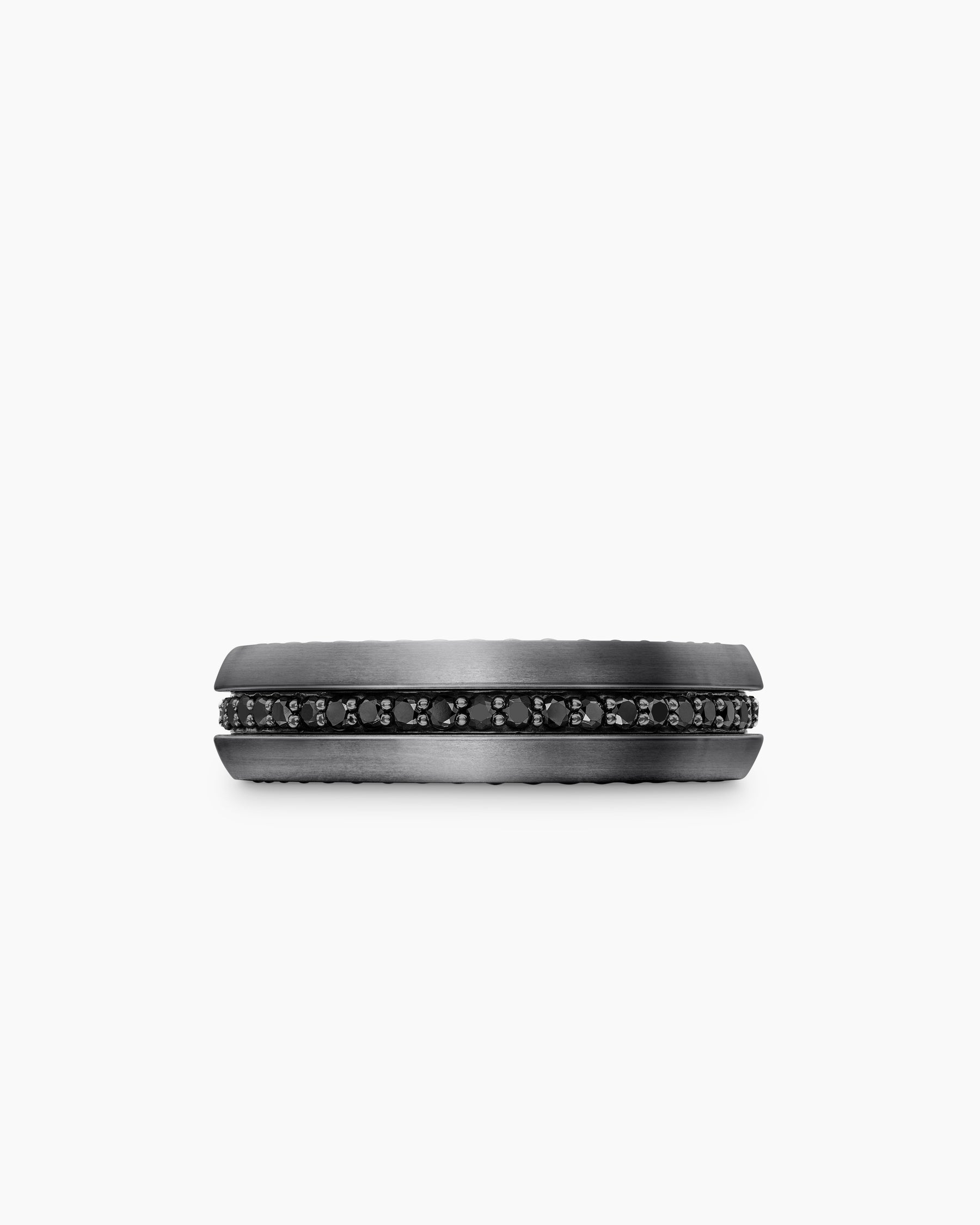 Streamline Band Ring in Grey Titanium with Black Diamonds, 6mm - Image 4