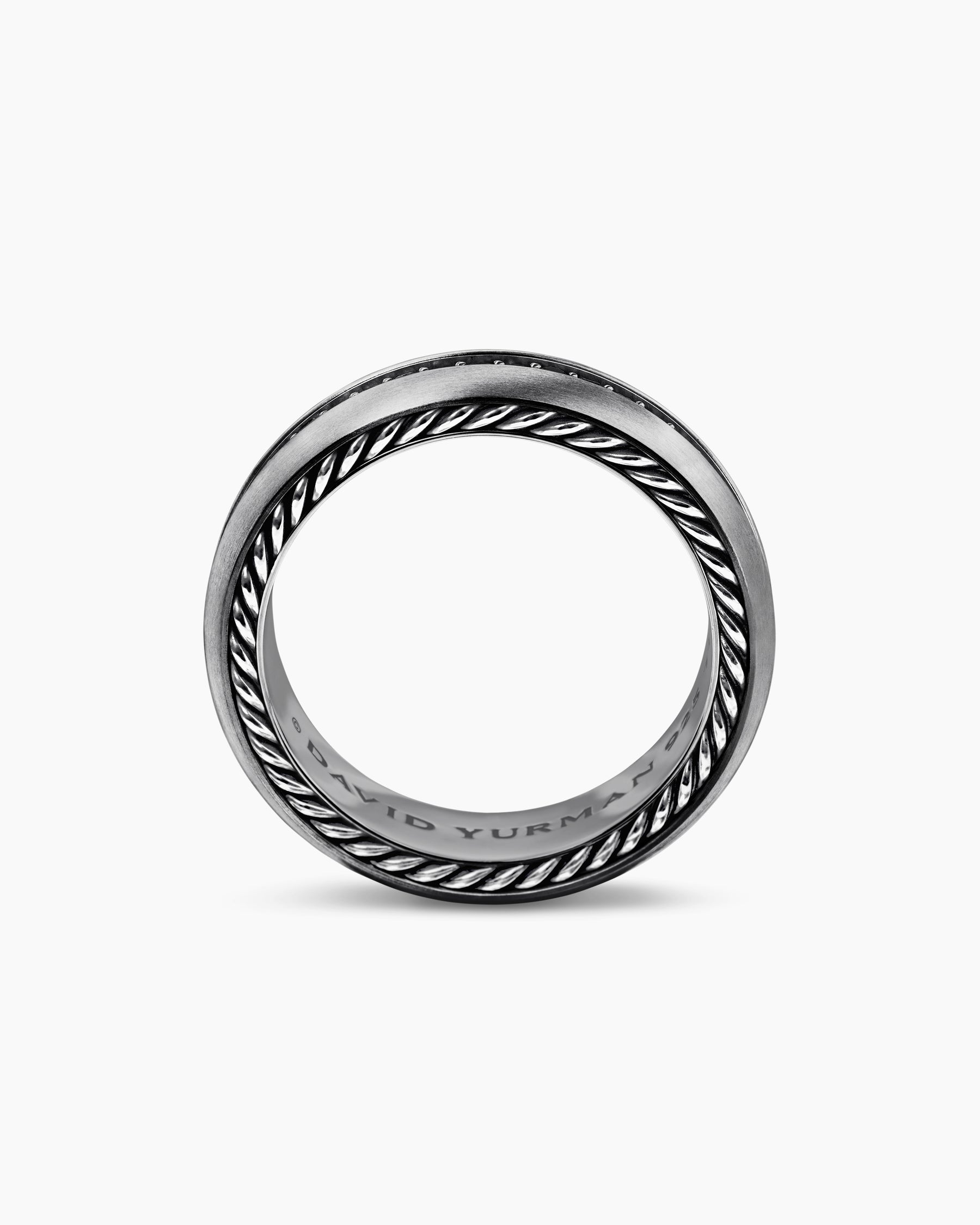 Streamline Band Ring in Grey Titanium with Black Diamonds, 6mm - Image 5