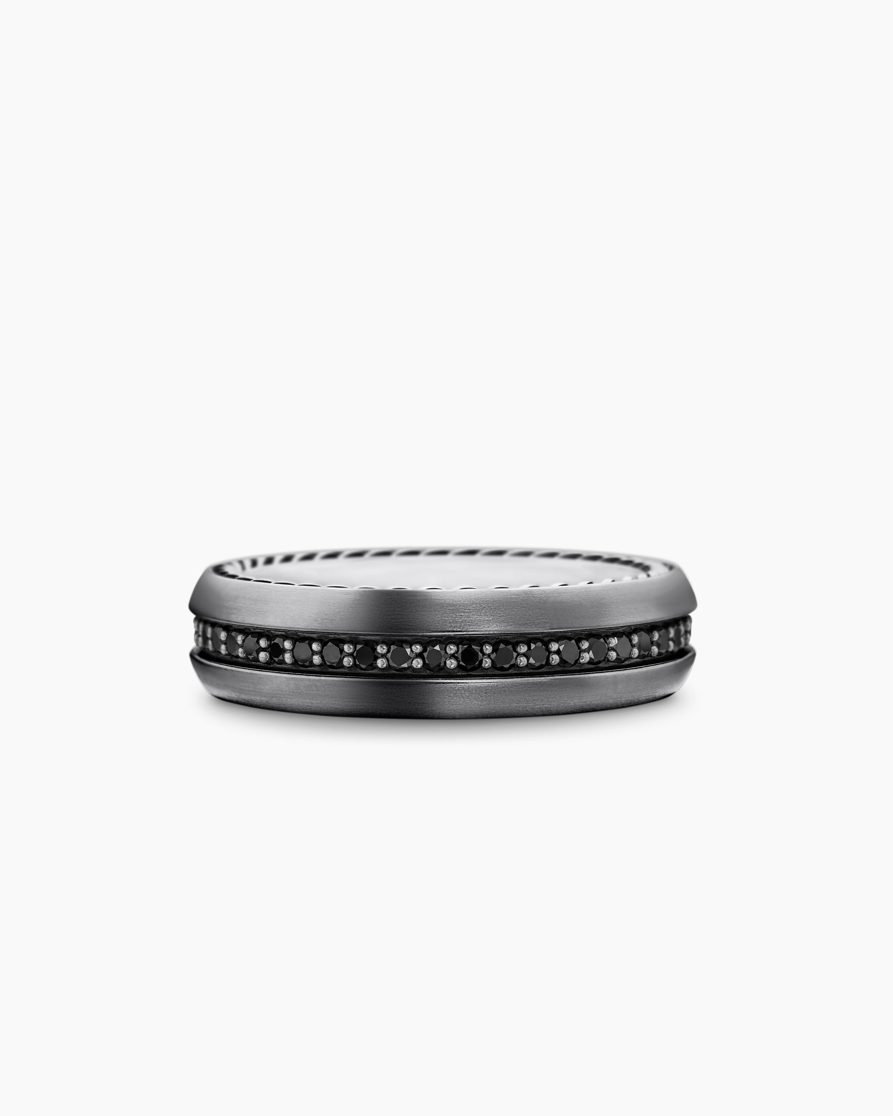 Streamline Band Ring in Grey Titanium with Black Diamonds, 6mm