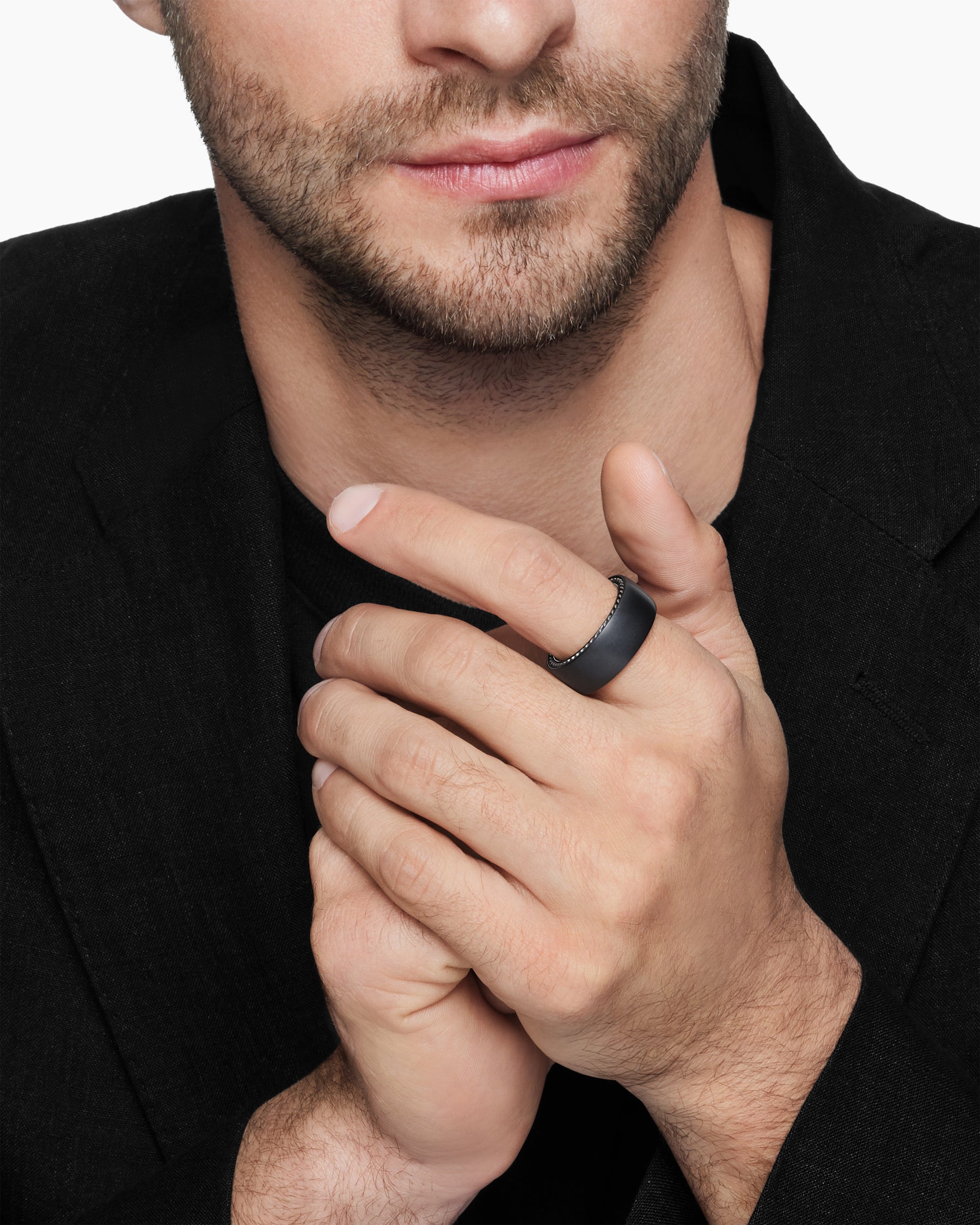 Streamline Band Ring in Black Titanium, 9mm - Image 7