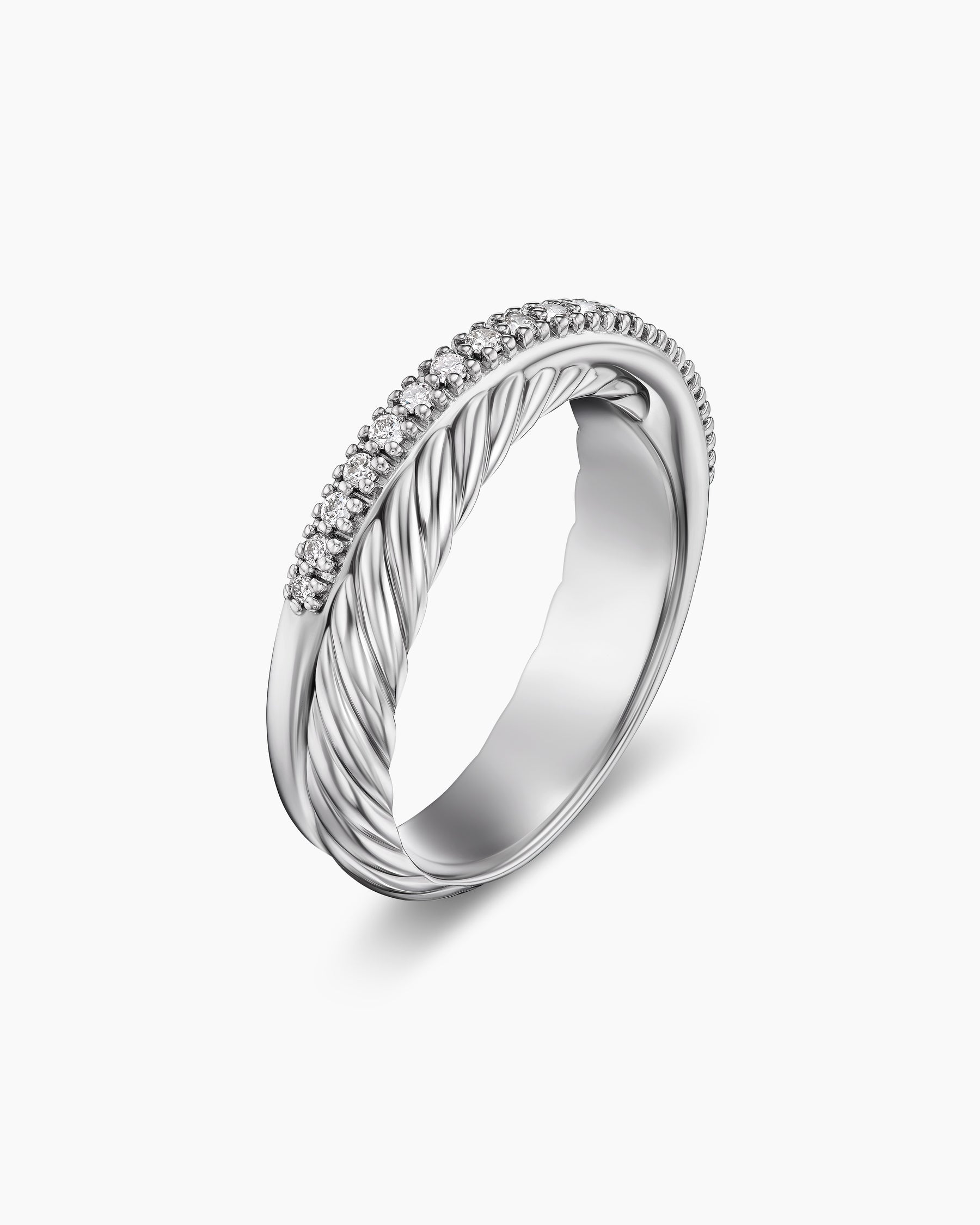 Crossover Band Ring in Sterling Silver with Diamonds, 5.3mm - Image 3