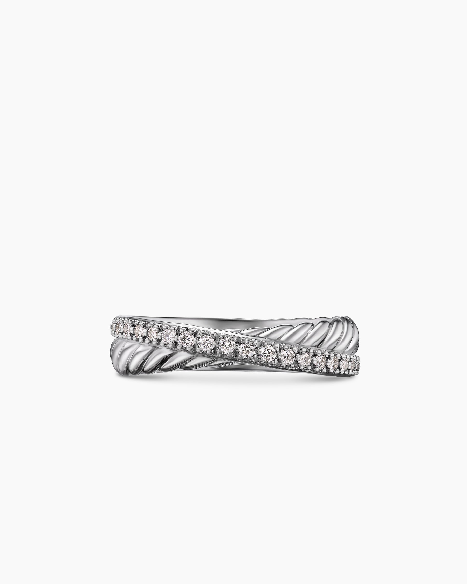 Crossover Band Ring in Sterling Silver with Diamonds, 5.3mm - Image 4