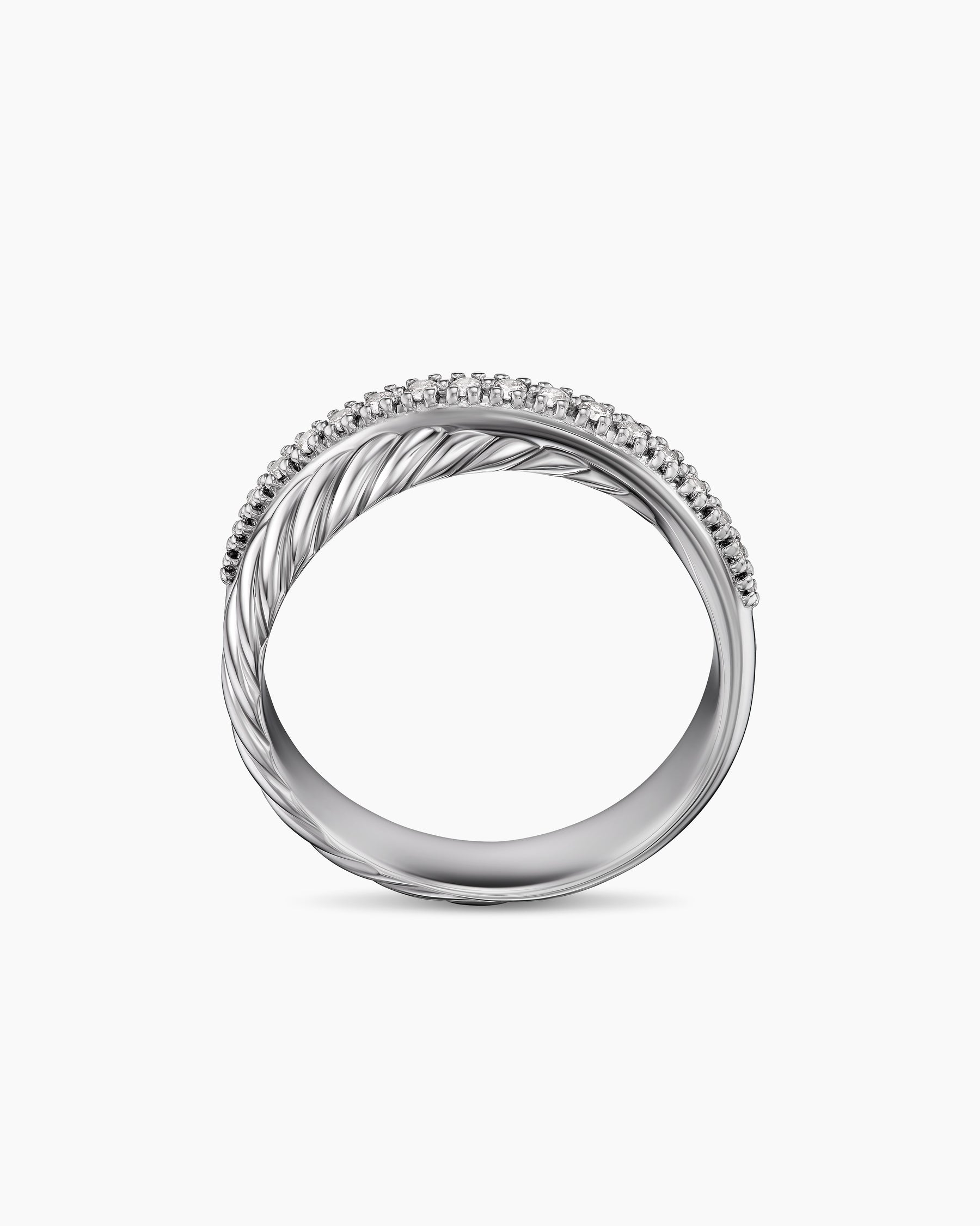 Crossover Band Ring in Sterling Silver with Diamonds, 5.3mm - Image 5