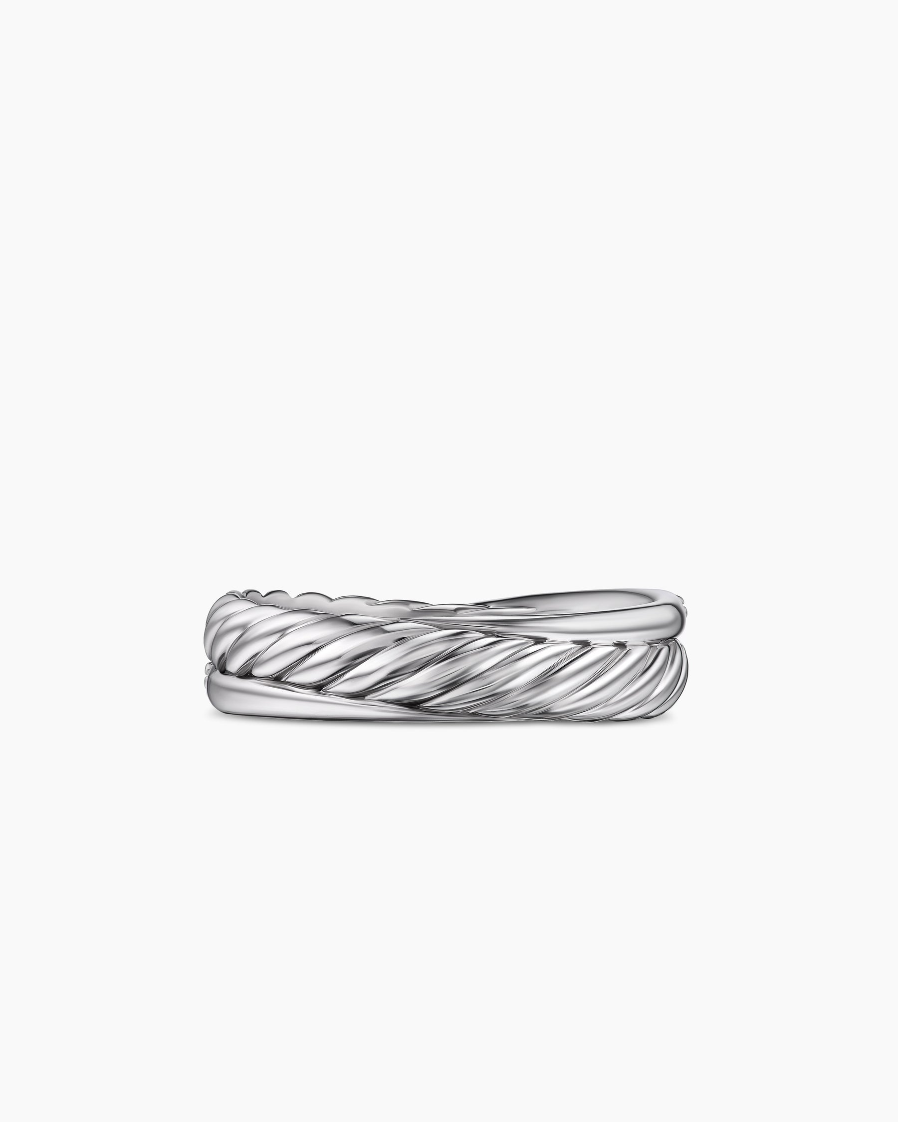Crossover Band Ring in Sterling Silver with Diamonds, 5.3mm - Image 6