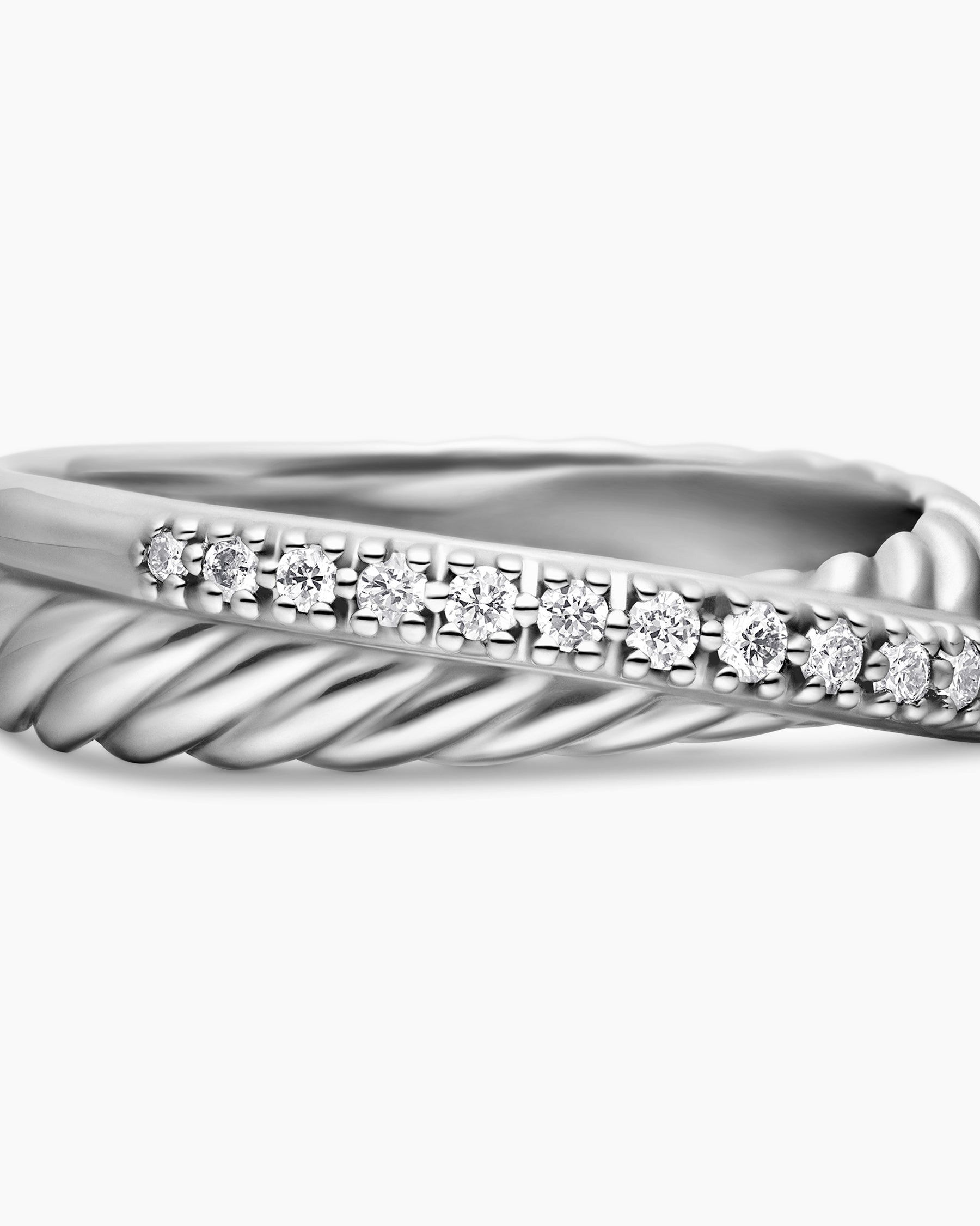 Crossover Band Ring in Sterling Silver with Diamonds, 5.3mm - Image 7