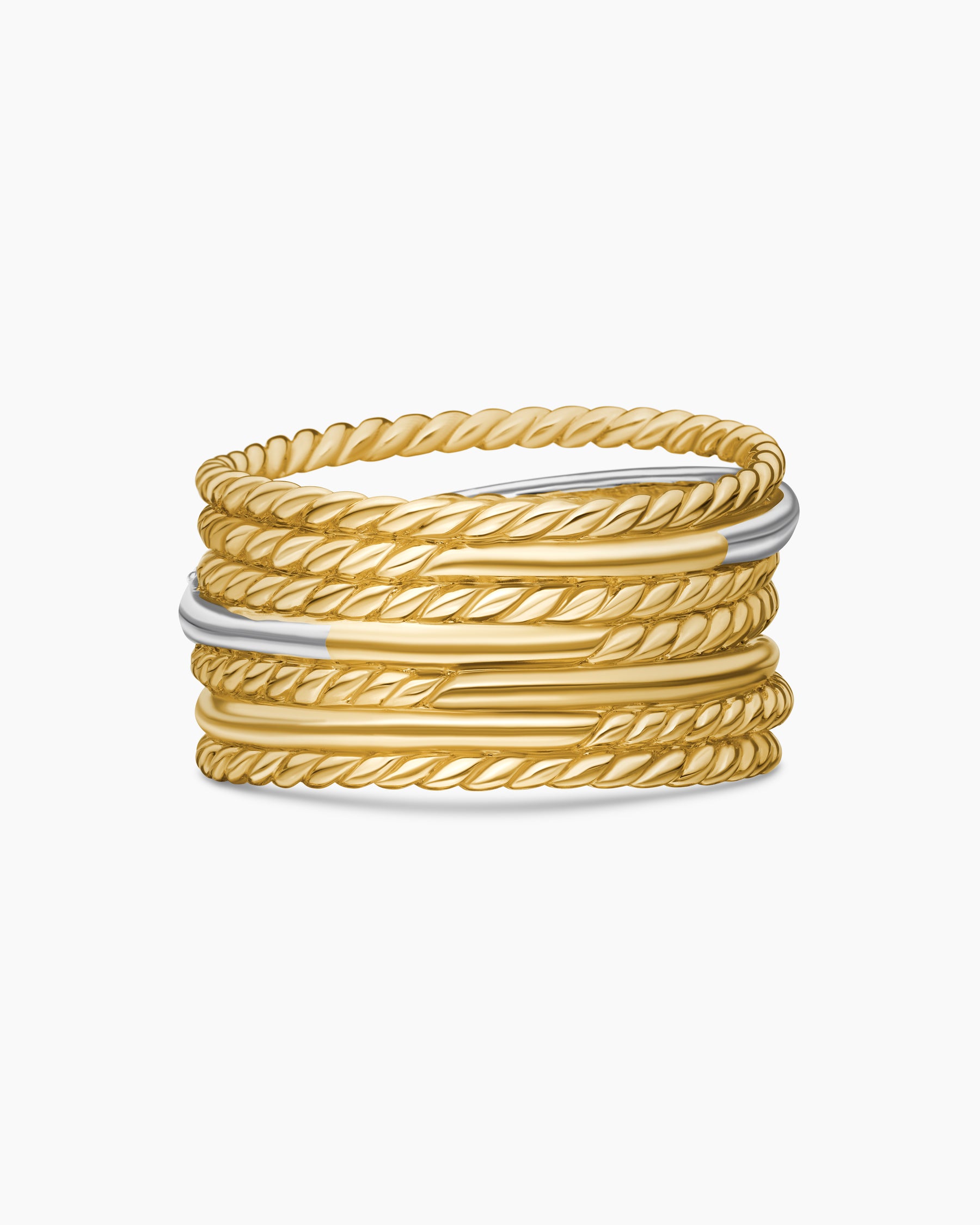 Crossover Ring in 18K Yellow Gold with Diamonds, 12mm - Image 6