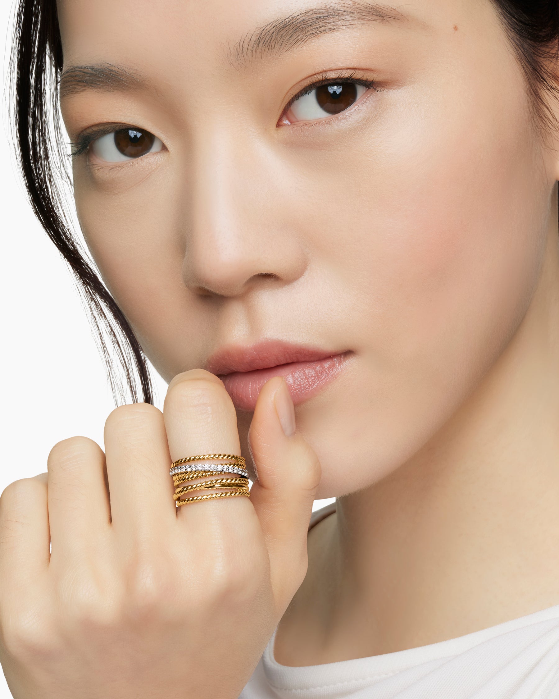 Crossover Ring in 18K Yellow Gold with Diamonds, 12mm - Image 8