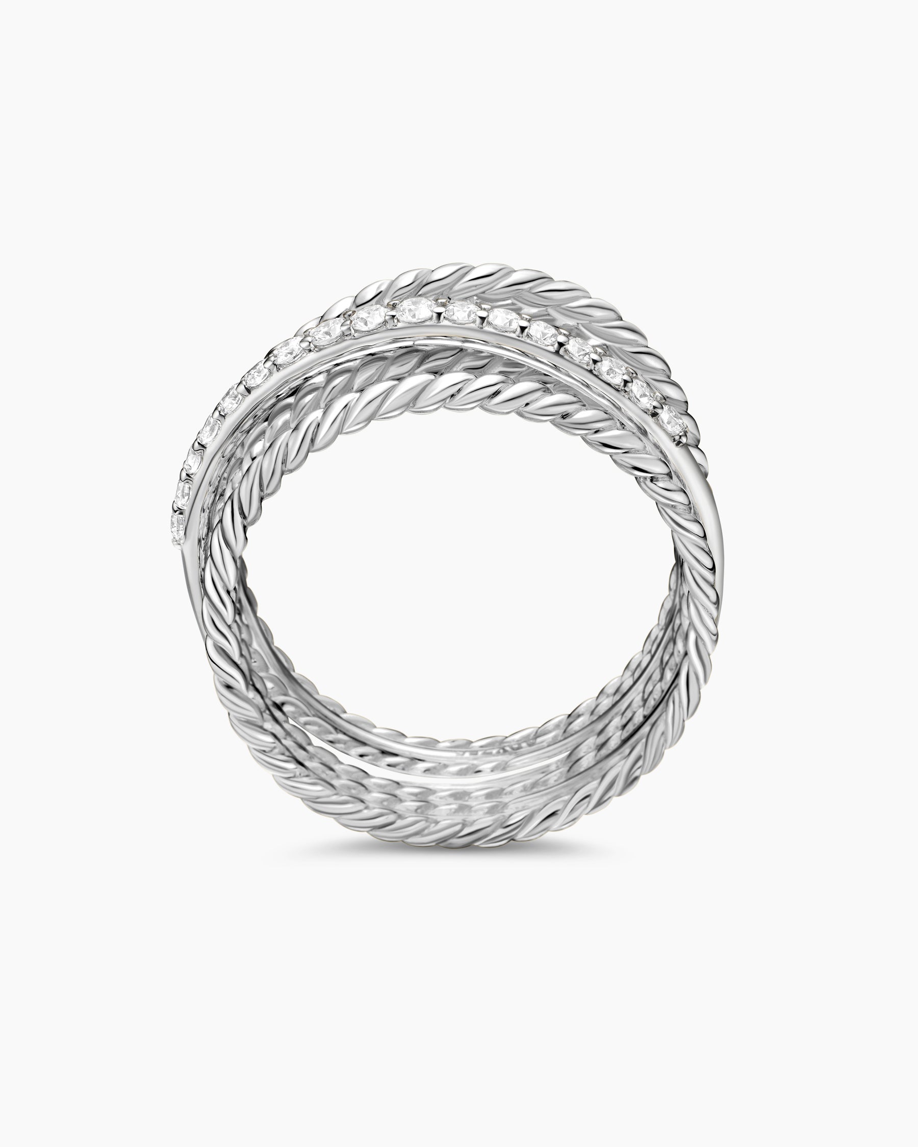 Crossover Ring in Sterling Silver with Diamonds, 12mm - Image 5