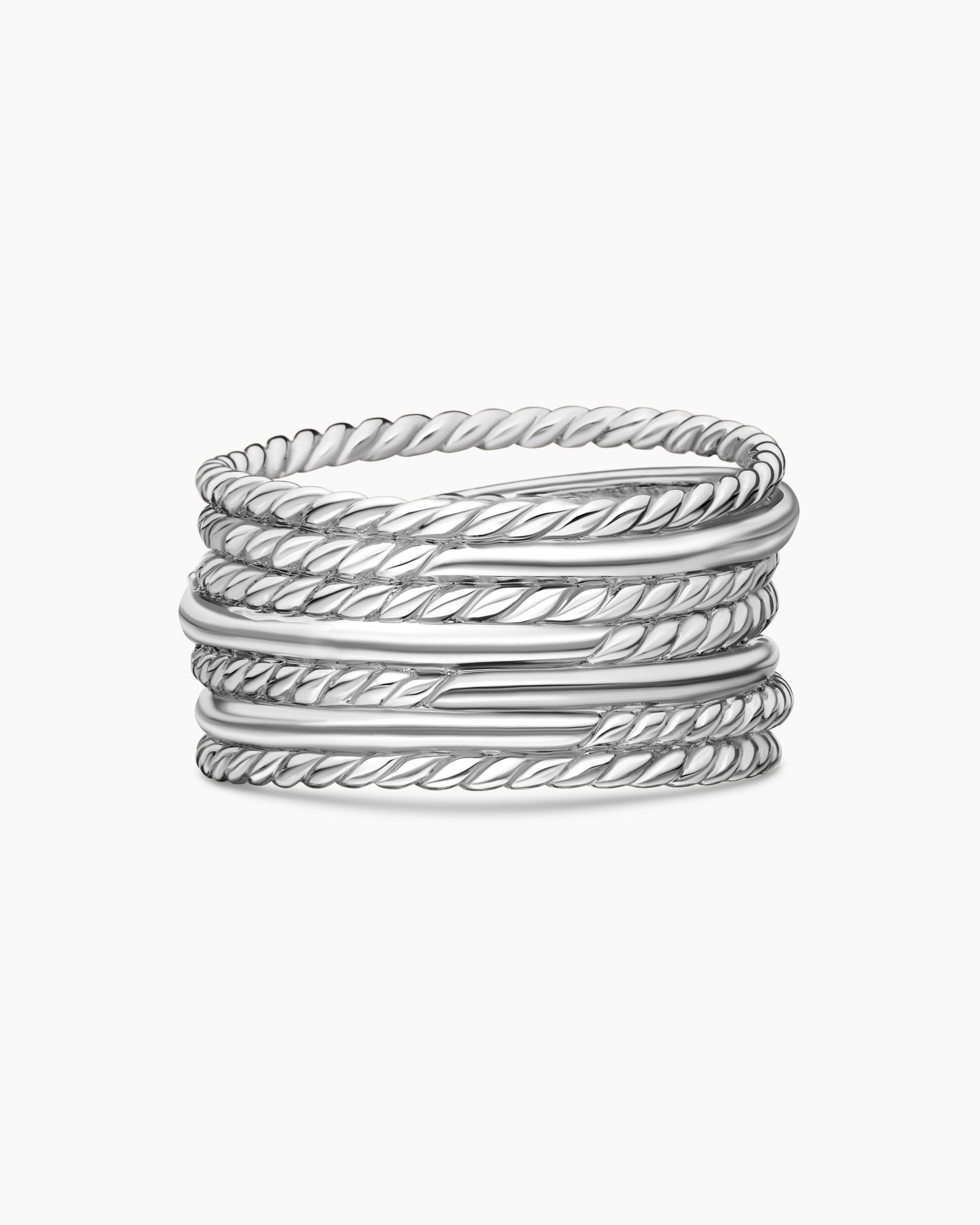 Crossover Ring in Sterling Silver with Diamonds, 12mm - Image 6
